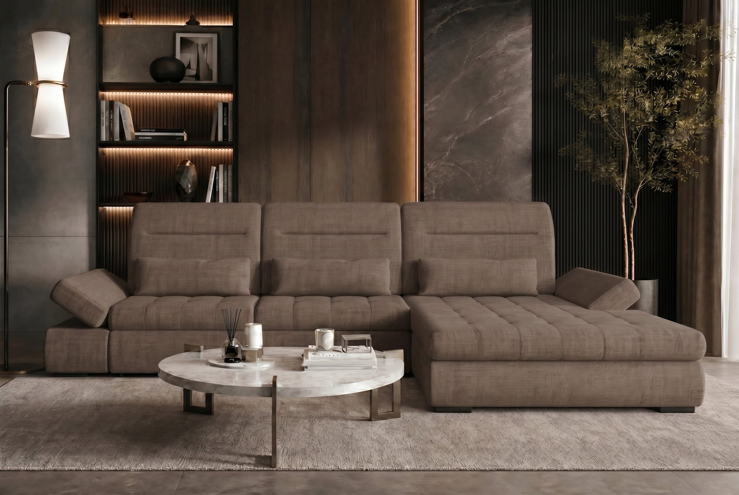 Ecksofa Ares L Form aus Stoff antilope