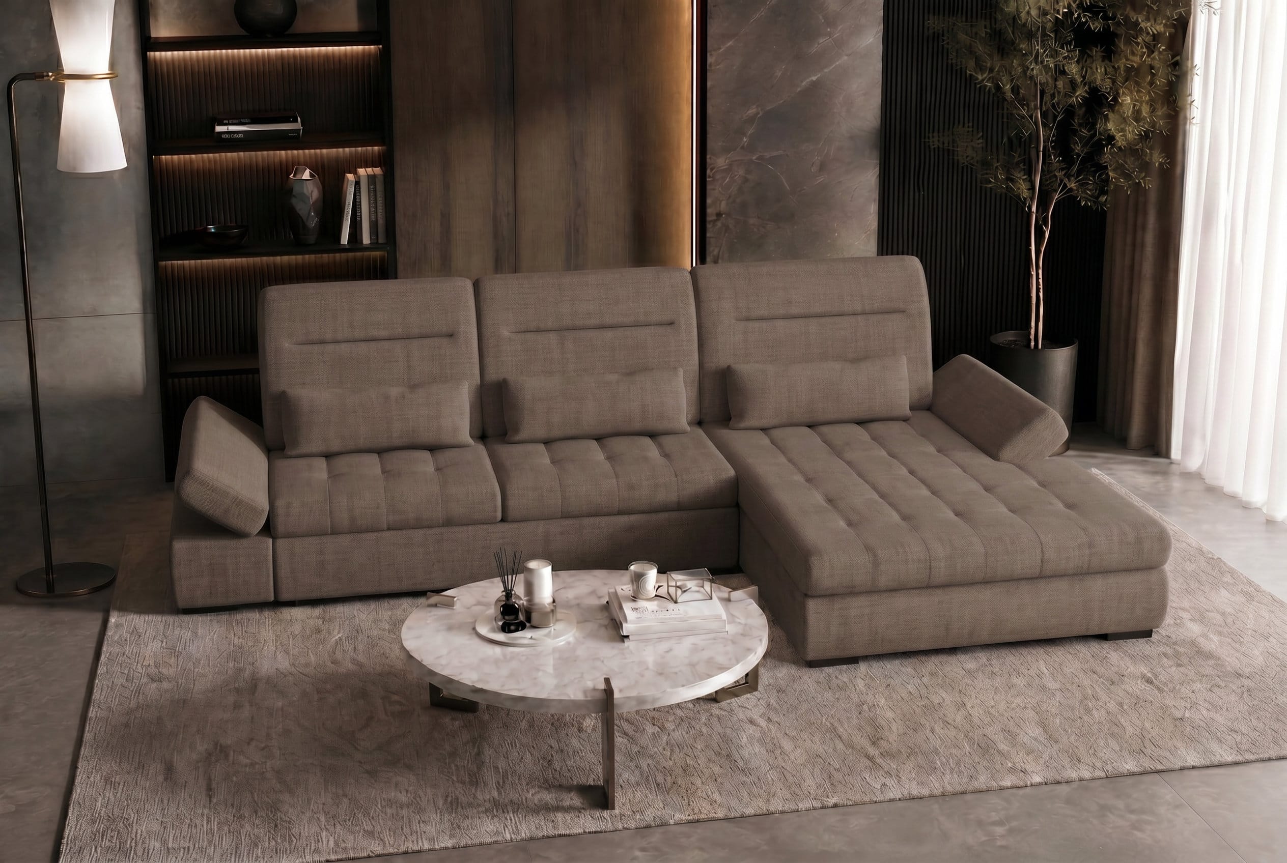 Ecksofa Ares L Form aus Stoff antilope