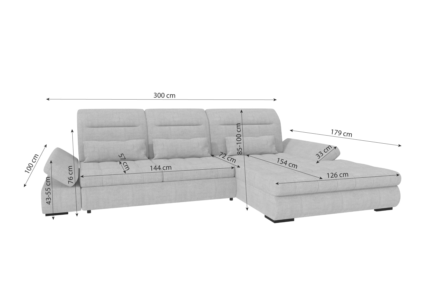 Ecksofa Ares L-Form aus Stoff Braun