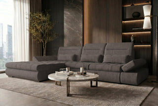 Ecksofa Ares L-Form Samtstoff Grau