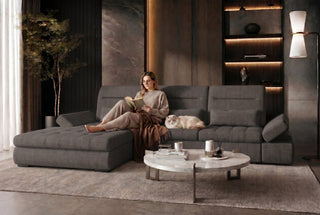 Ecksofa Ares L-Form Samtstoff Grau
