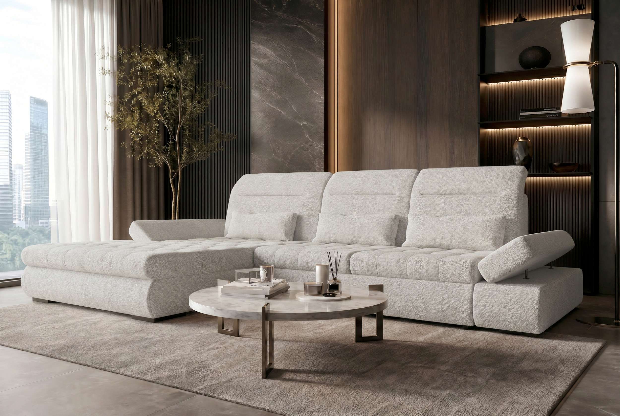 Polster Ecksofa Ares L Form Plus Creme