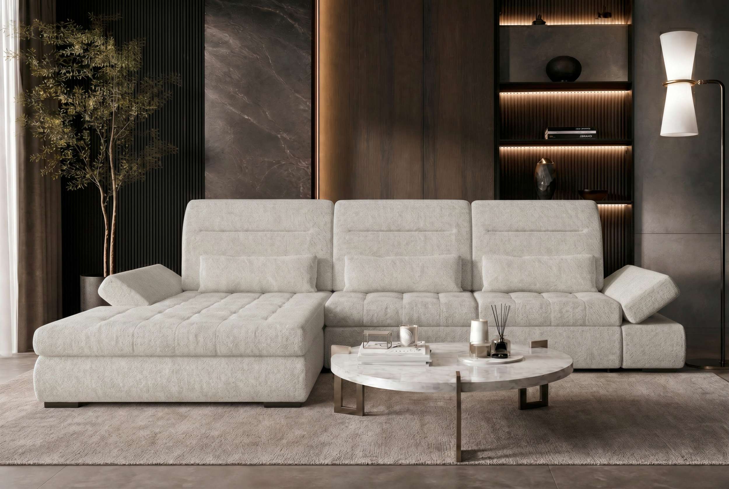 Polster Ecksofa Ares L Form Plus Creme