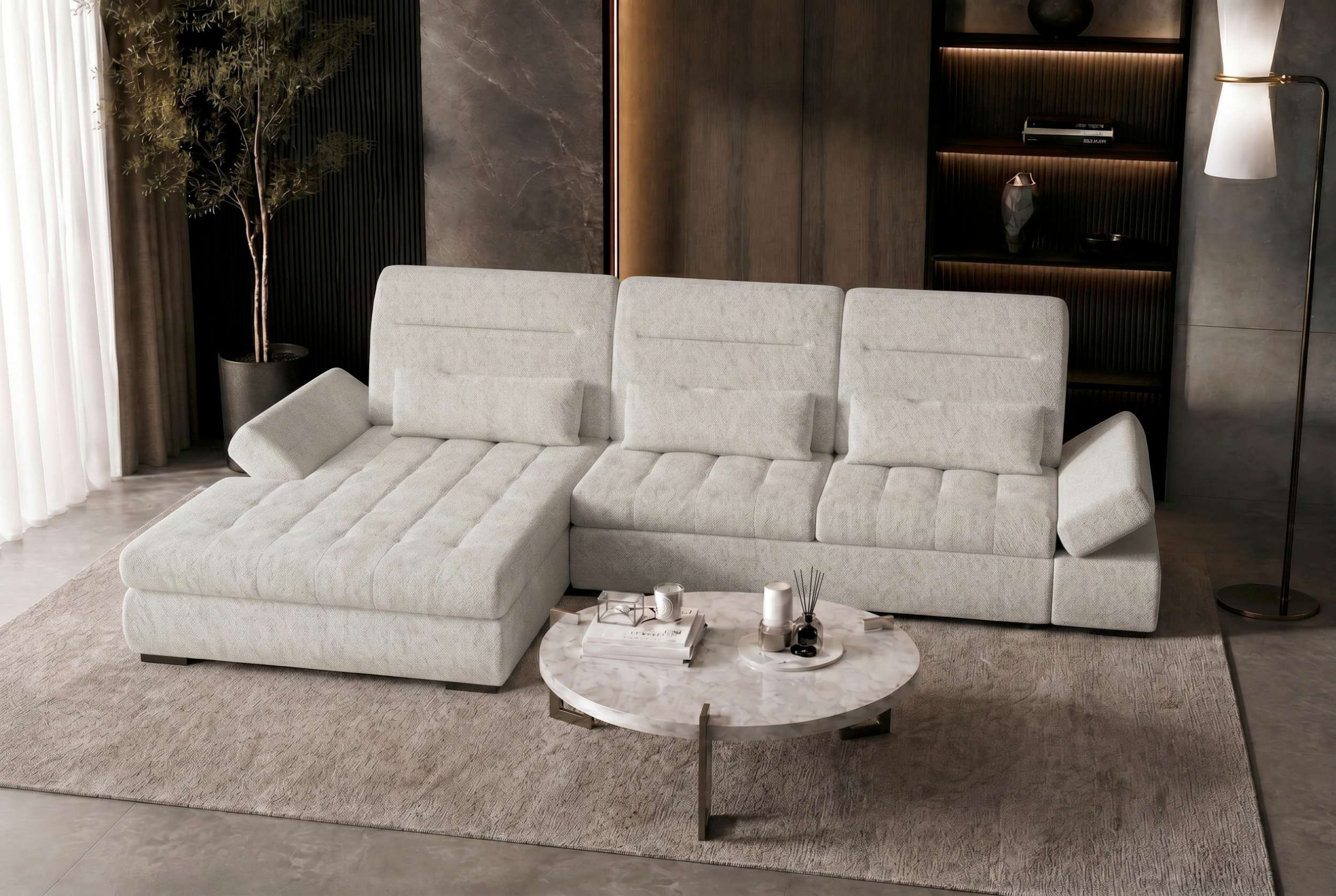 Polster Ecksofa Ares L Form Plus Creme