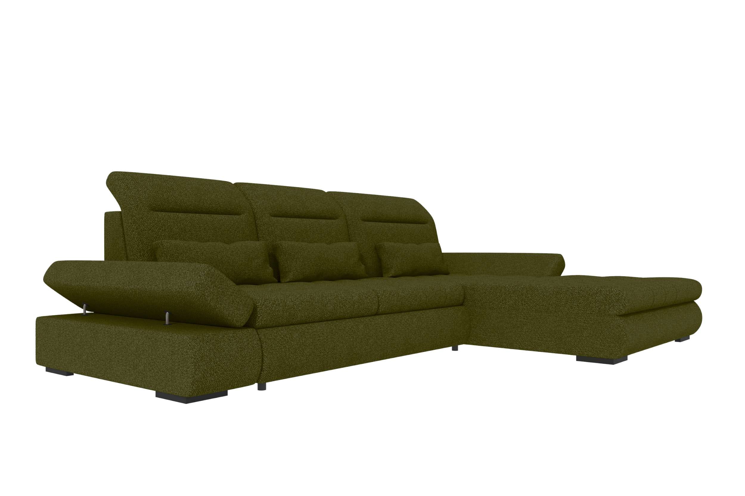 Ecksofa Ares L Form aus Stoff grün
