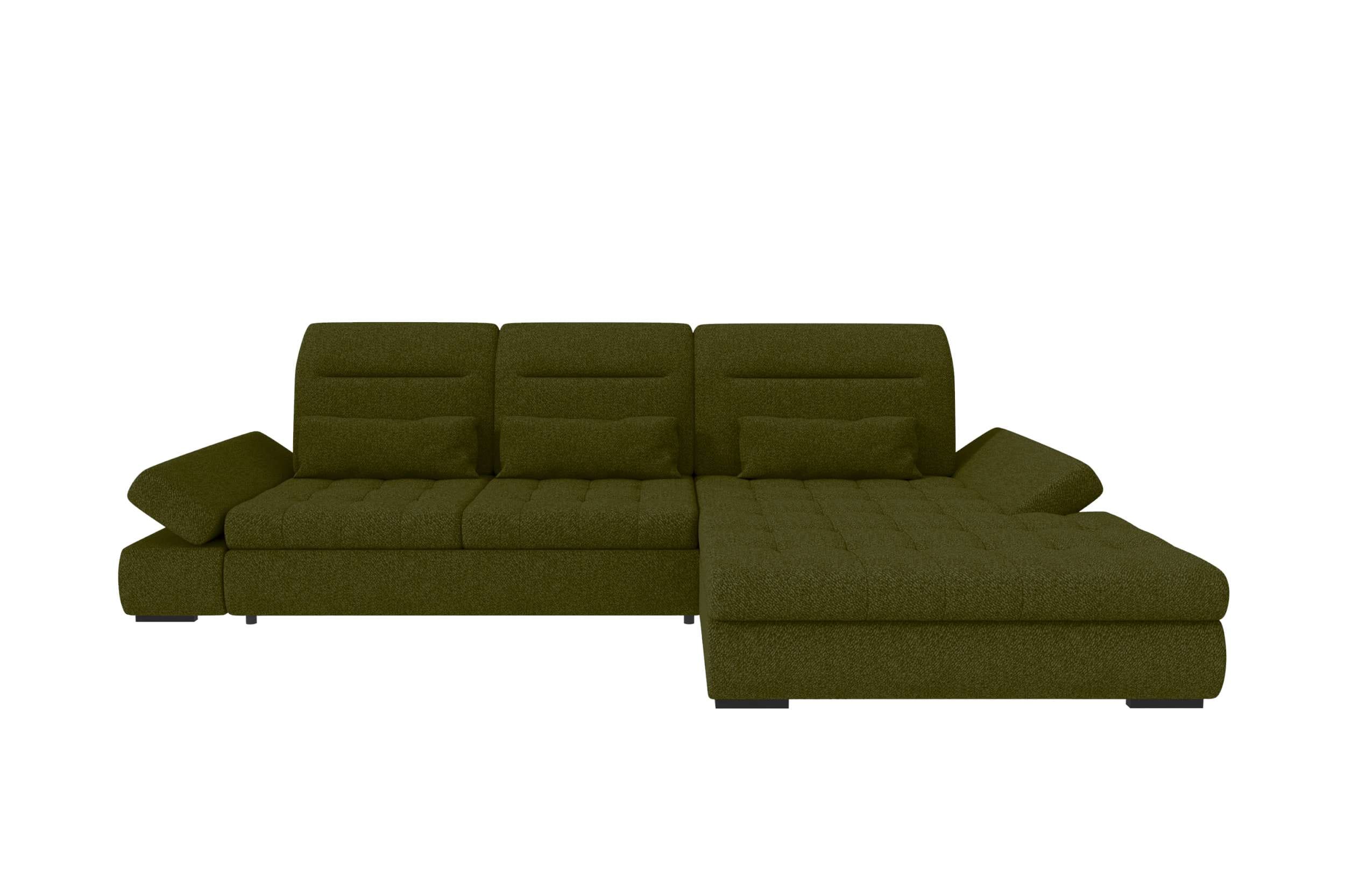 Ecksofa Ares L Form aus Stoff grün