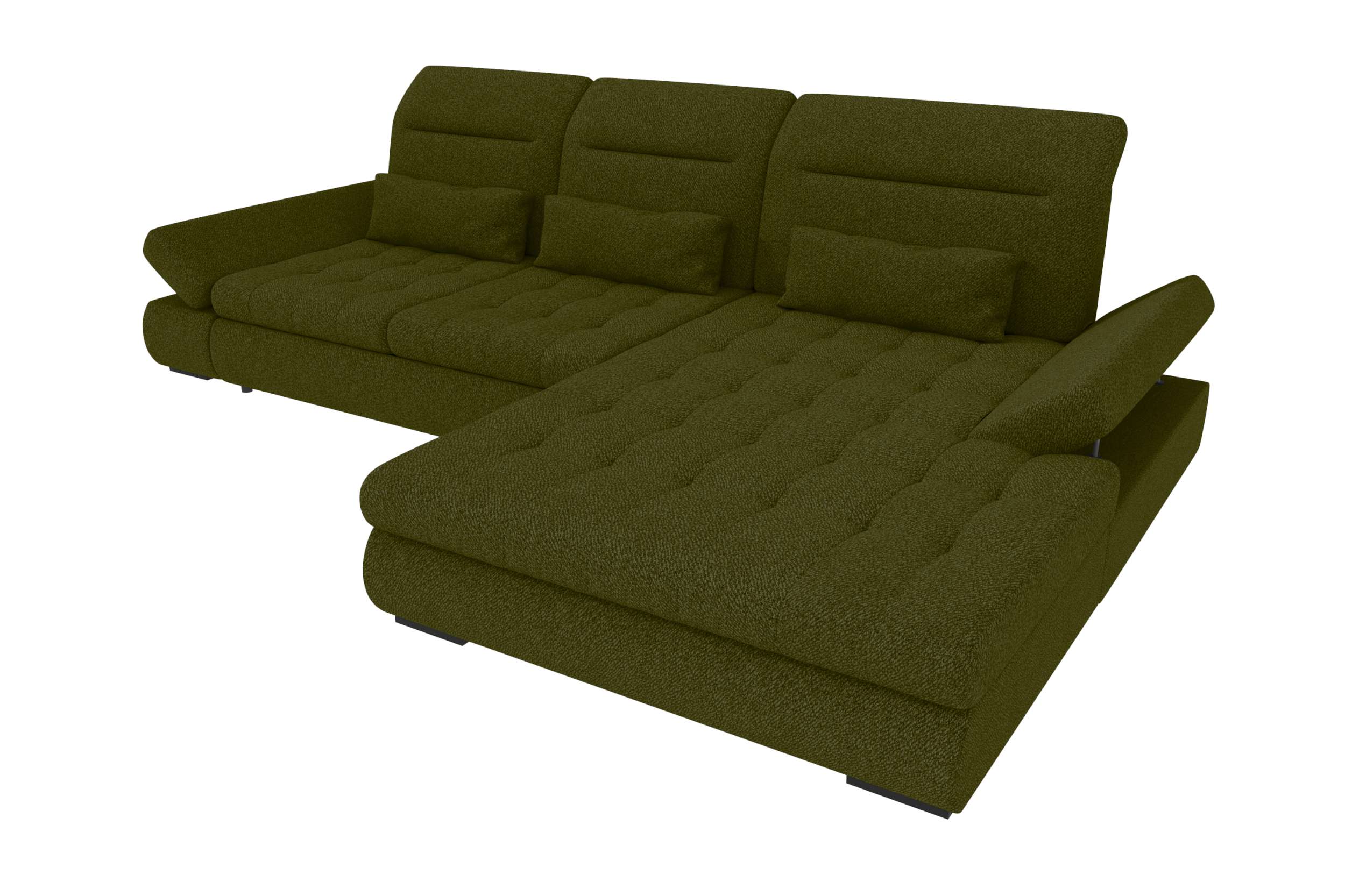 Ecksofa Ares L Form aus Stoff grün