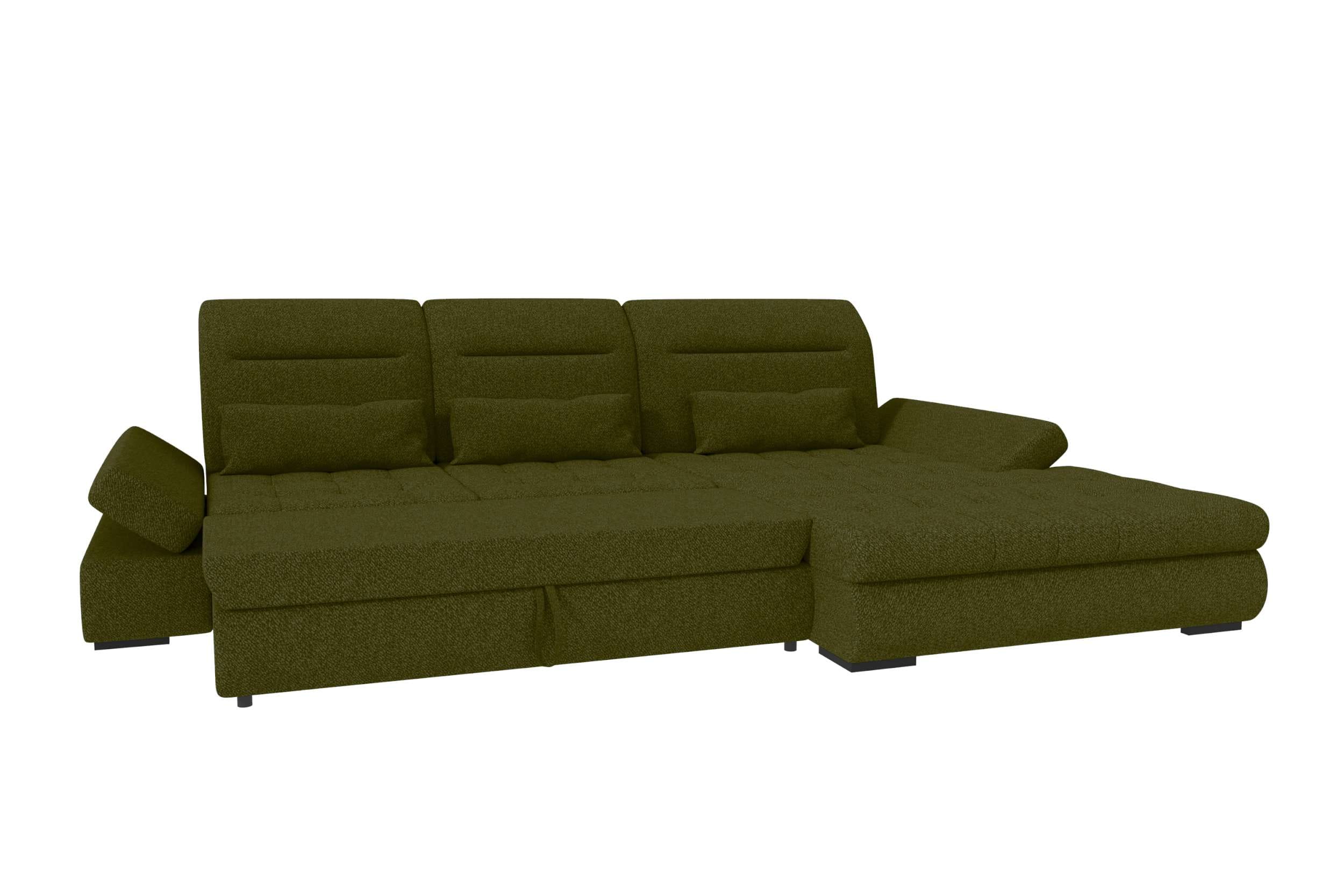 Ecksofa Ares L Form aus Stoff grün