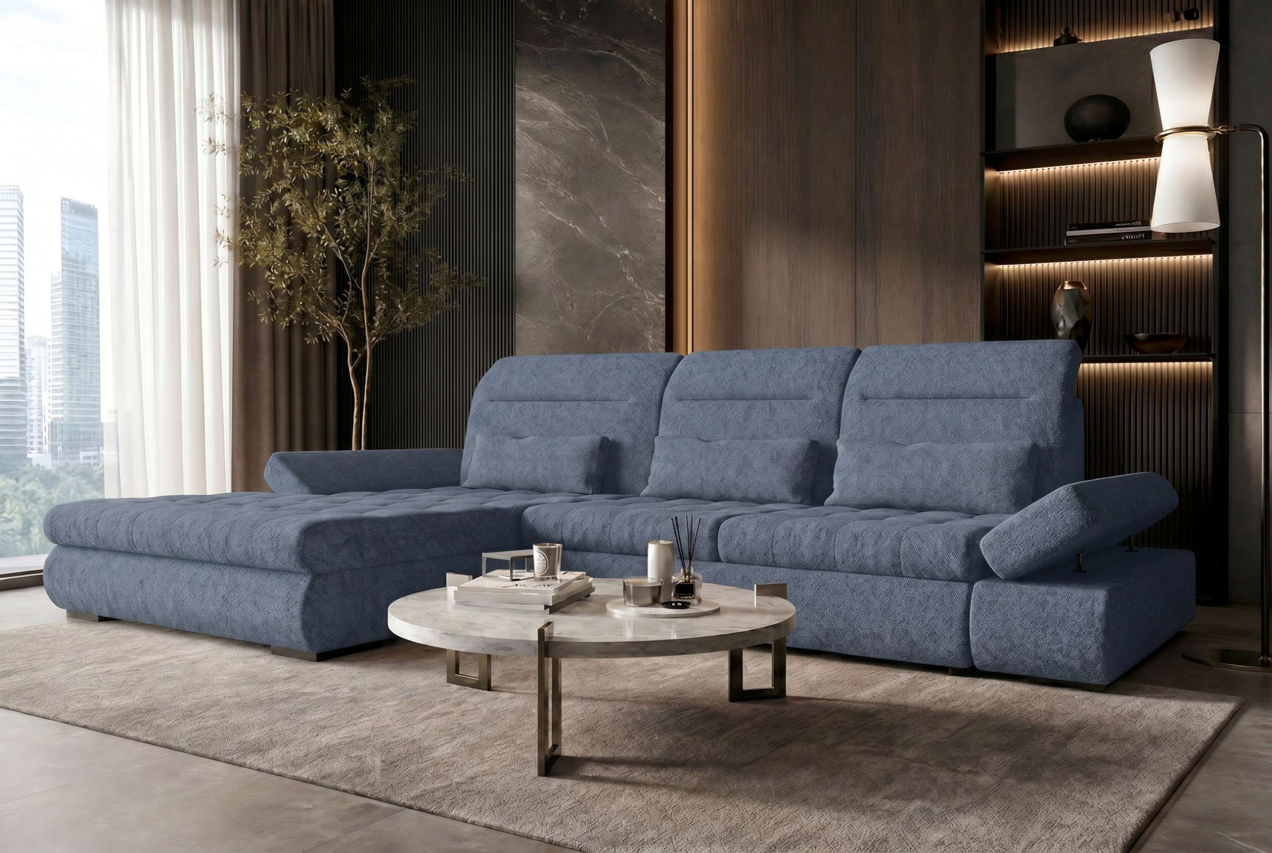 Strukturstoff Ecksofa Ares L Form Plus