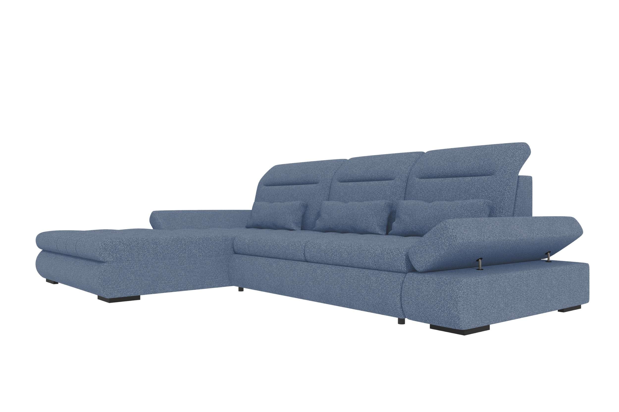 Strukturstoff Ecksofa Ares L Form Plus Blau
