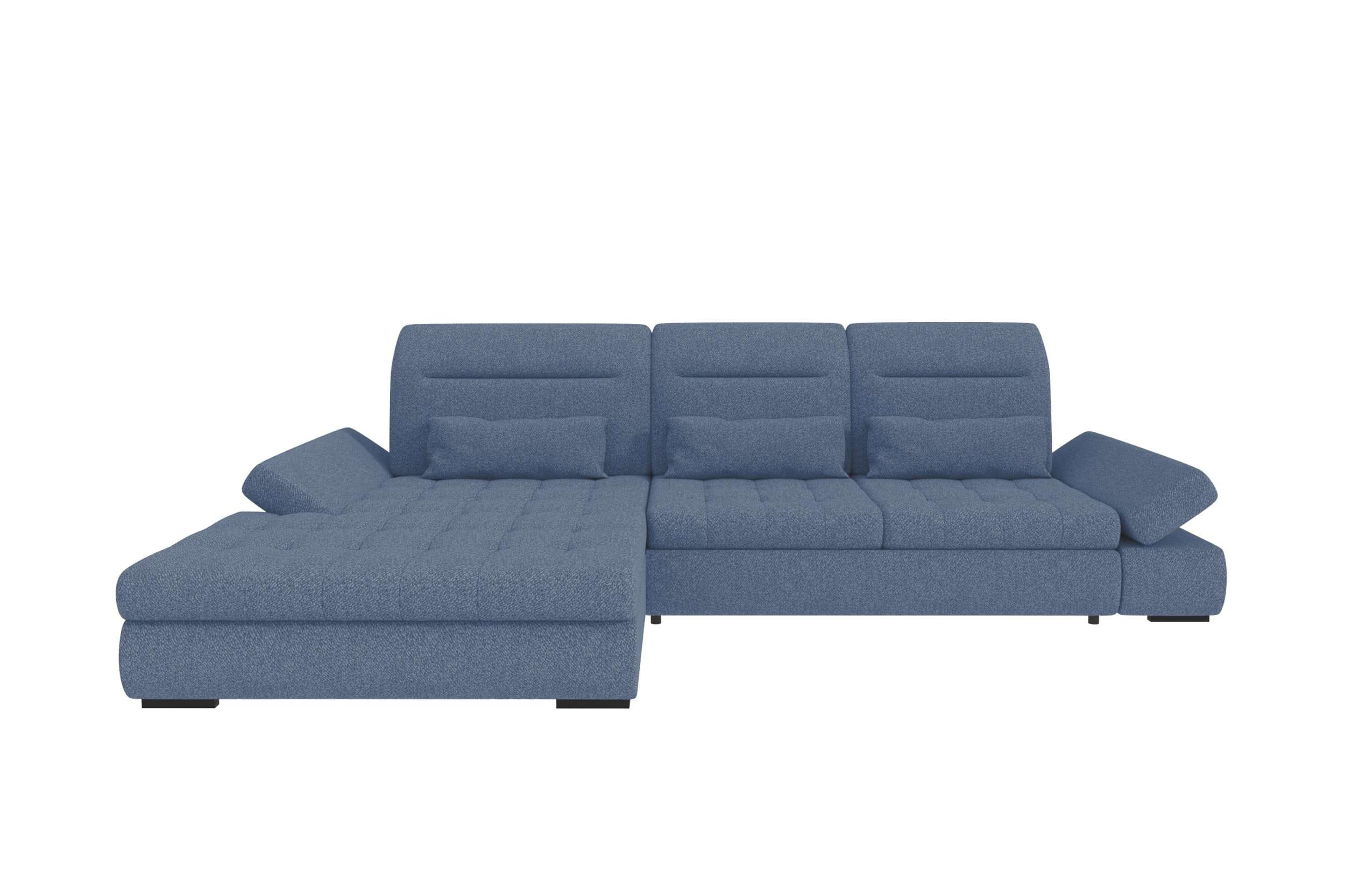 Strukturstoff Ecksofa Ares L Form Plus Blau