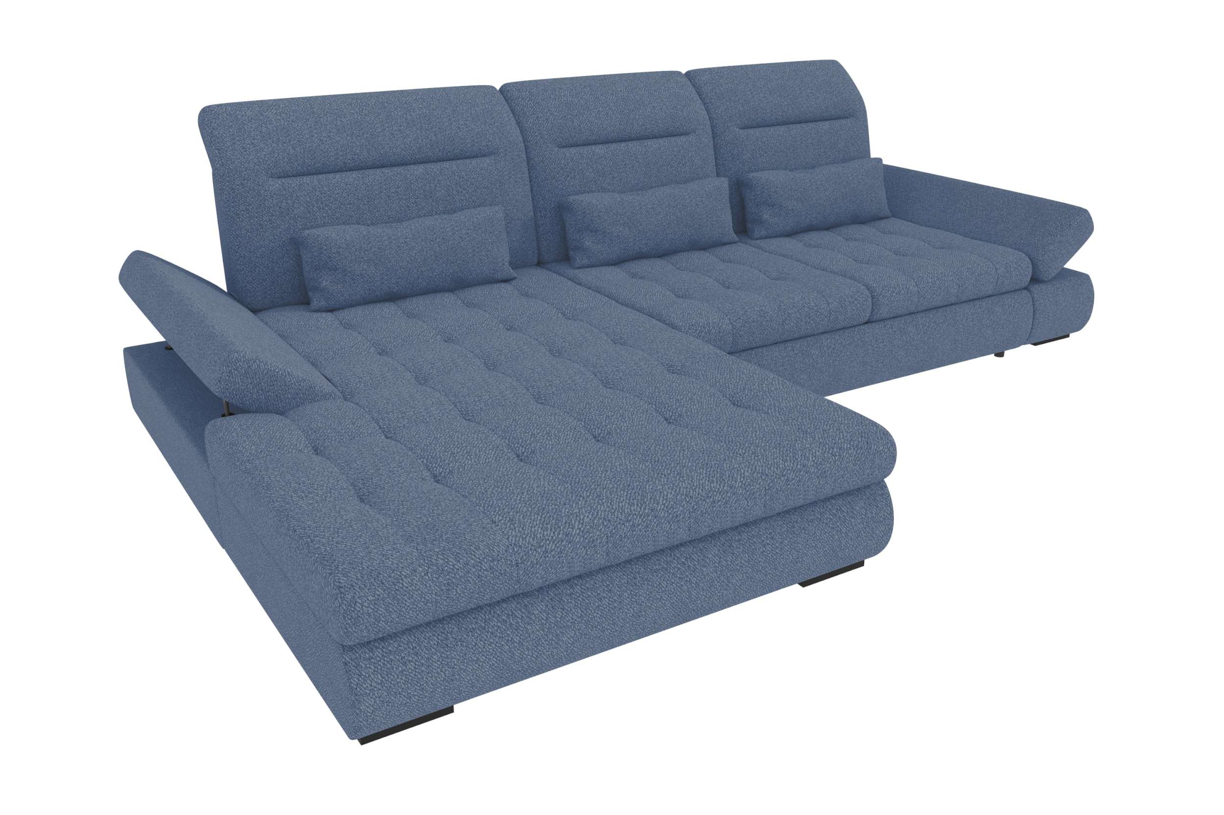 Strukturstoff Ecksofa Ares L Form Plus Blau