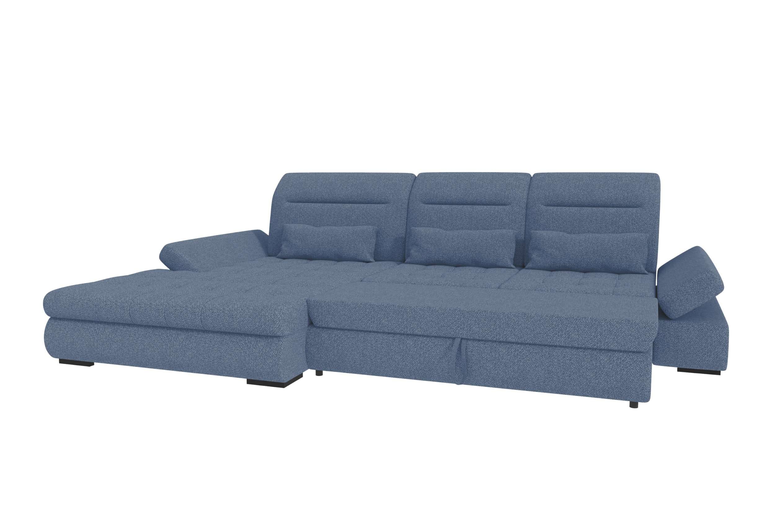 Strukturstoff Ecksofa Ares L Form Plus Blau