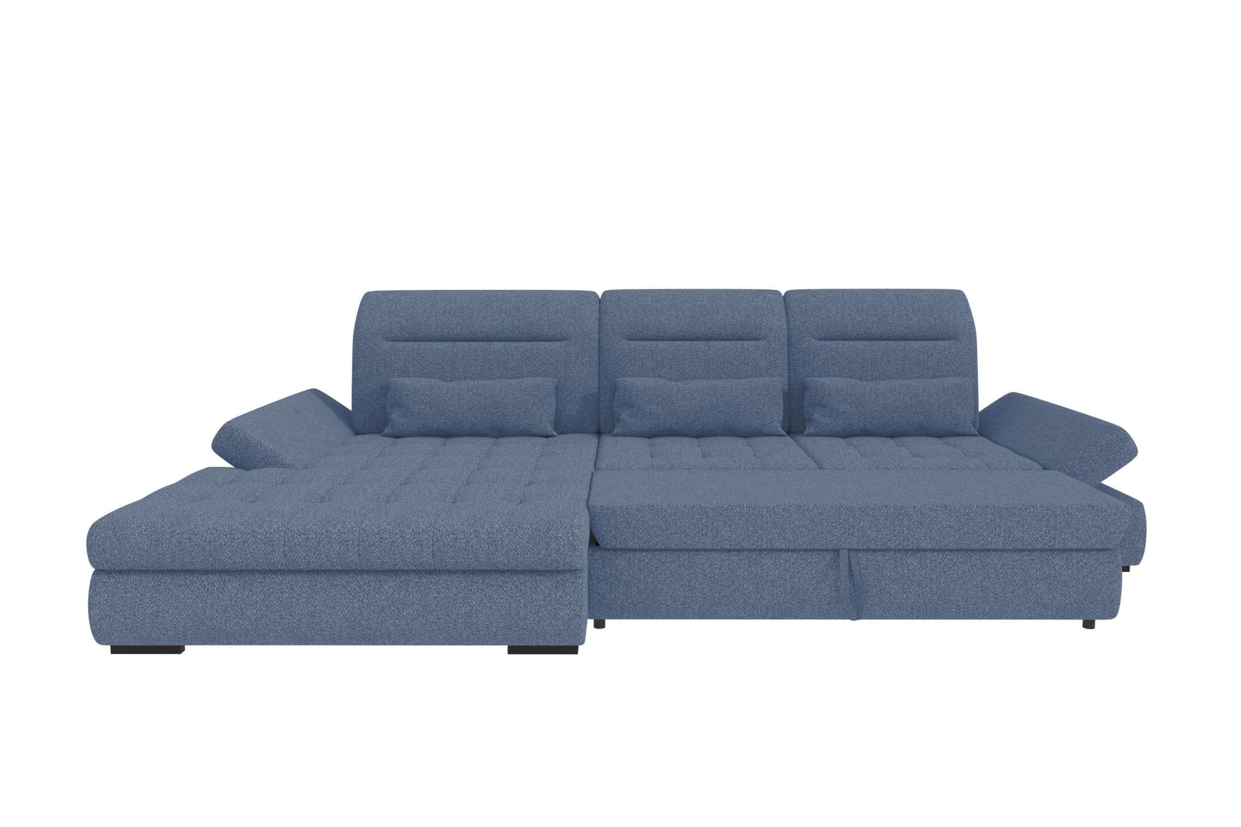 Strukturstoff Ecksofa Ares L Form Plus Blau