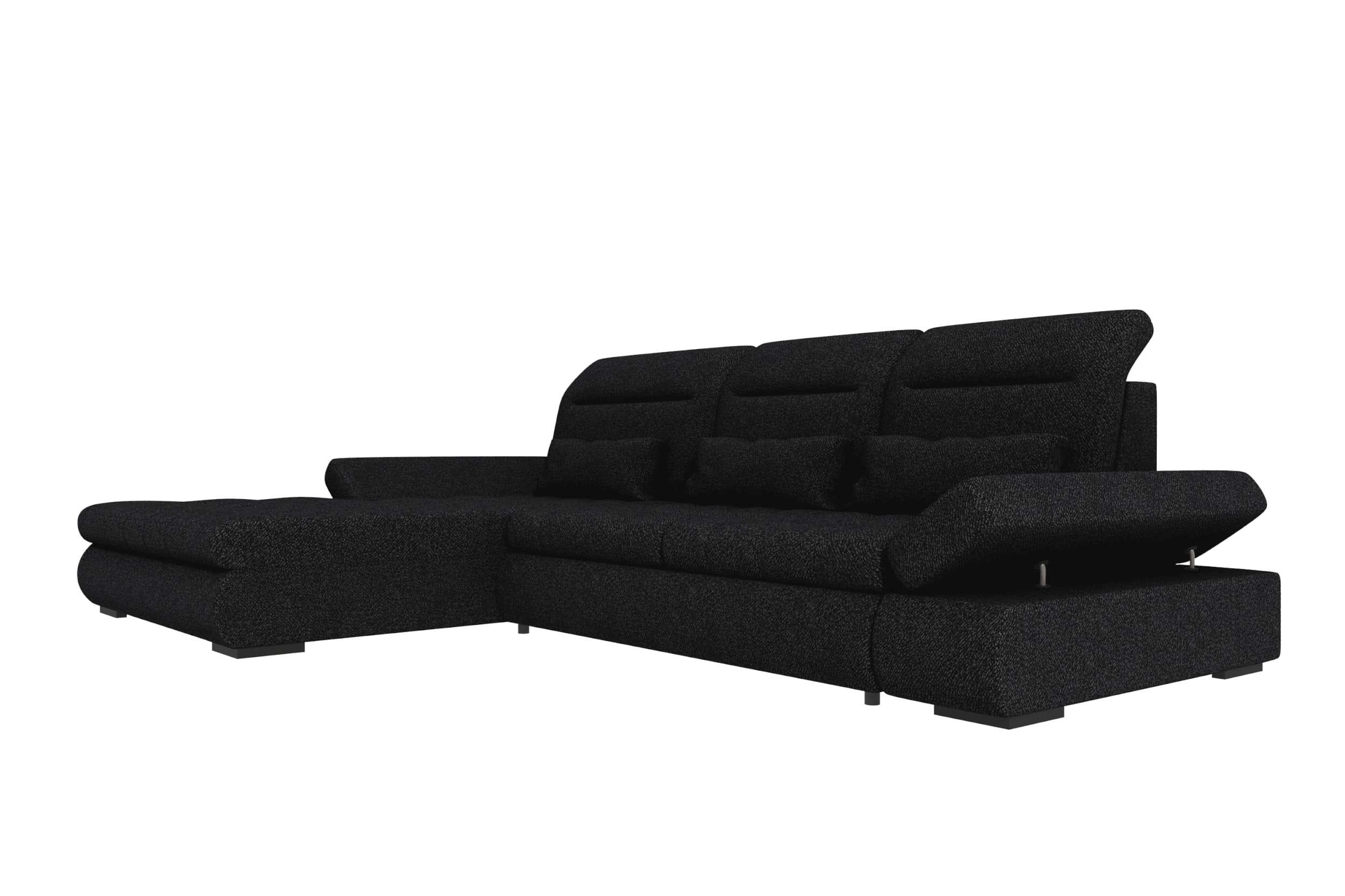 Ecksofa Ares L Form aus Stoff schwarz