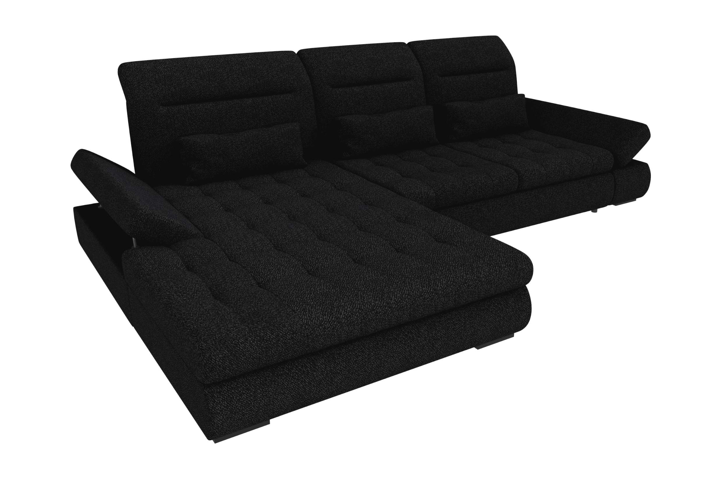Ecksofa Ares L Form aus Stoff schwarz