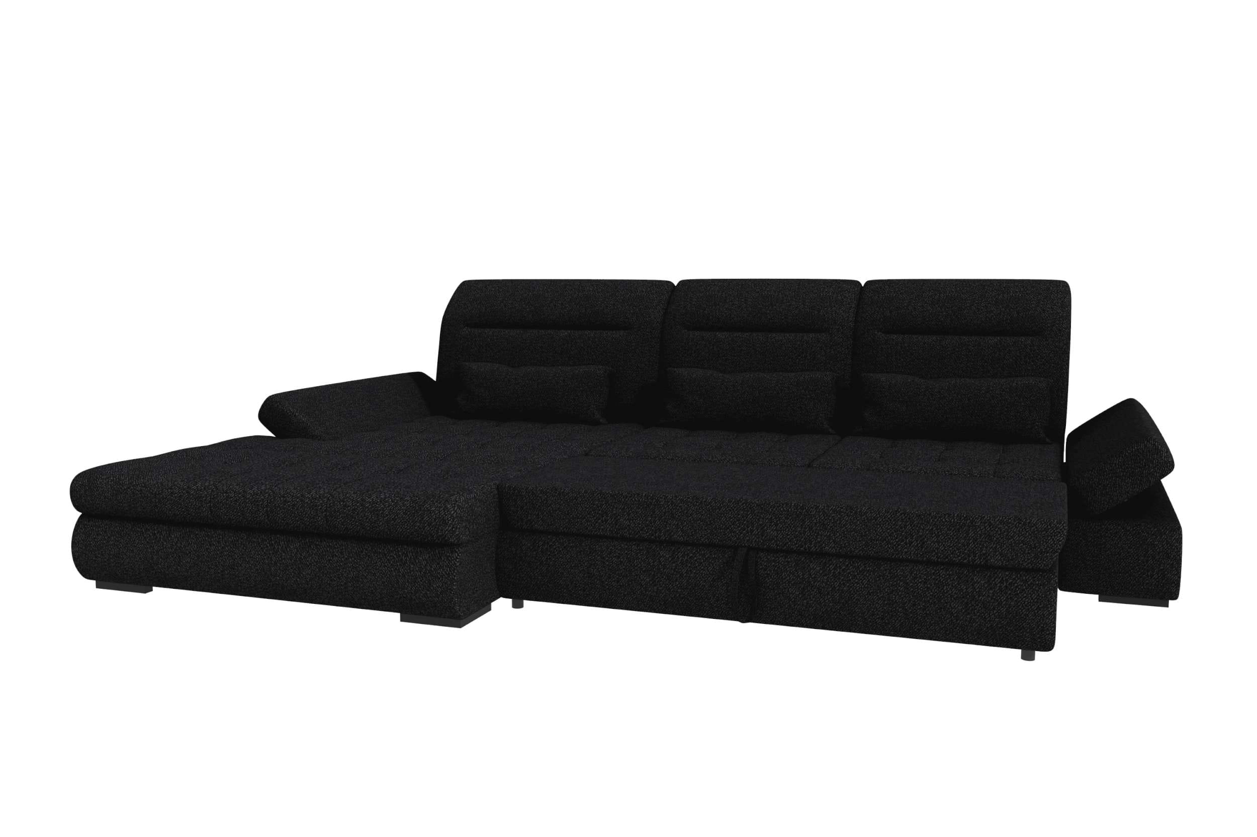 Ecksofa Ares L Form aus Stoff schwarz