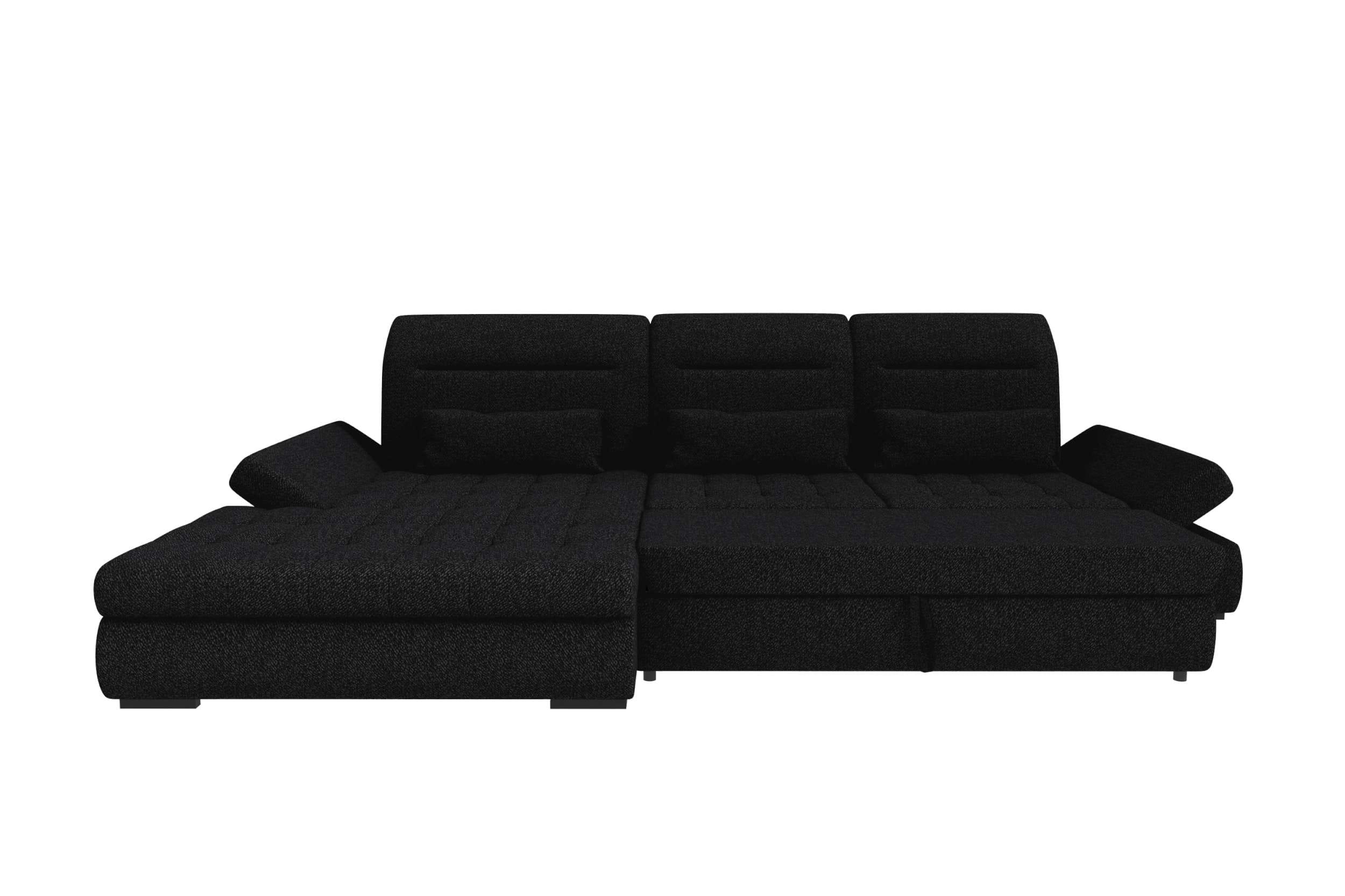Ecksofa Ares L Form aus Stoff schwarz