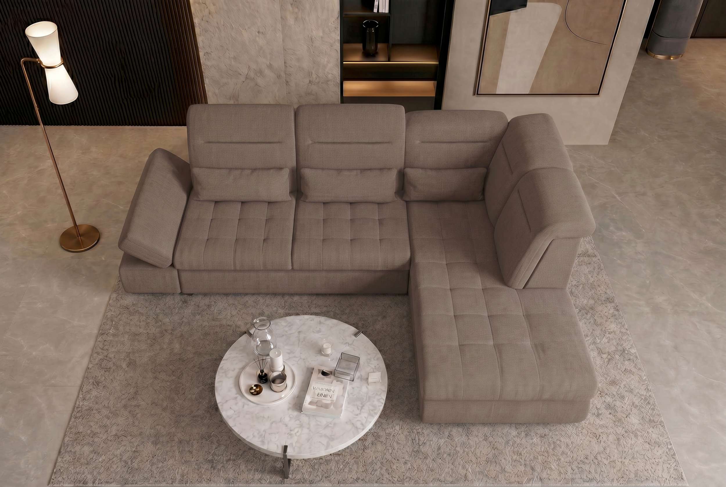 Stoff Ecksofa Ares L Form antilope