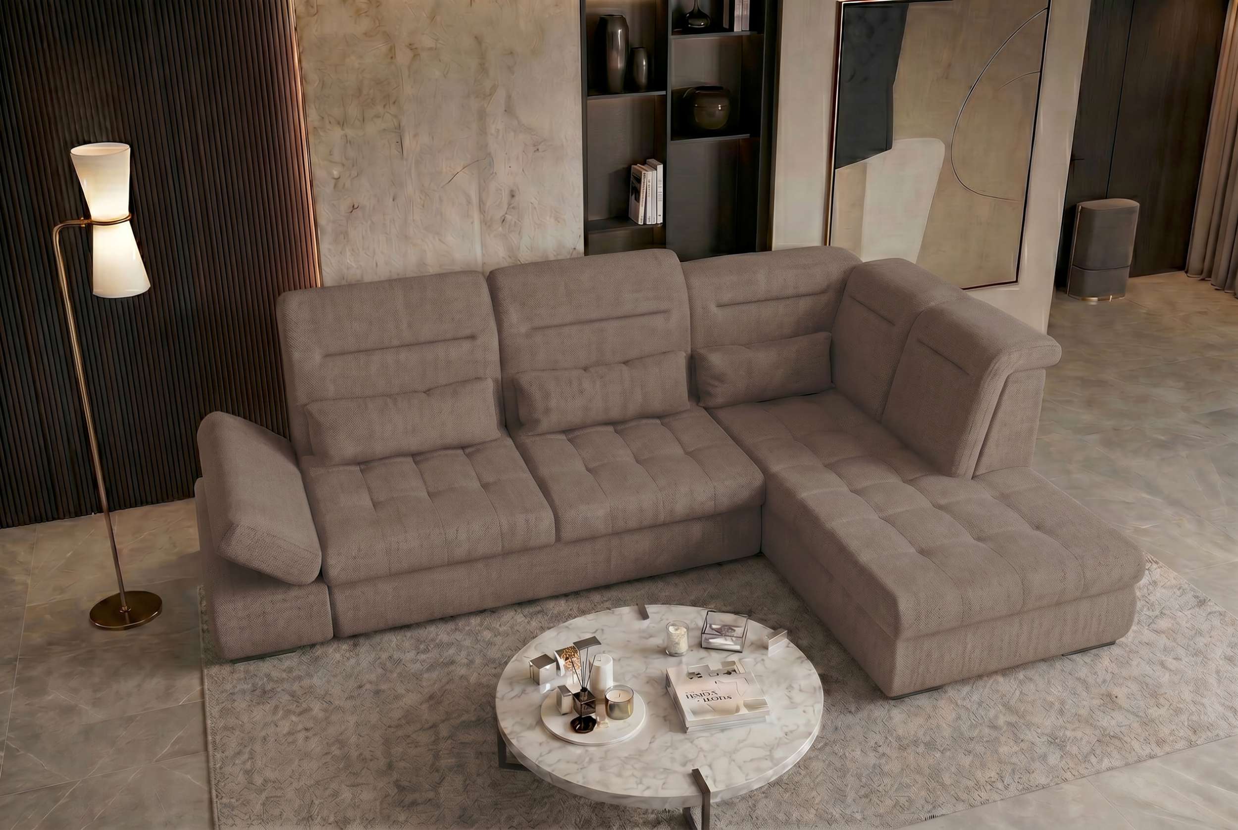 Stoff Ecksofa Ares L Form antilope