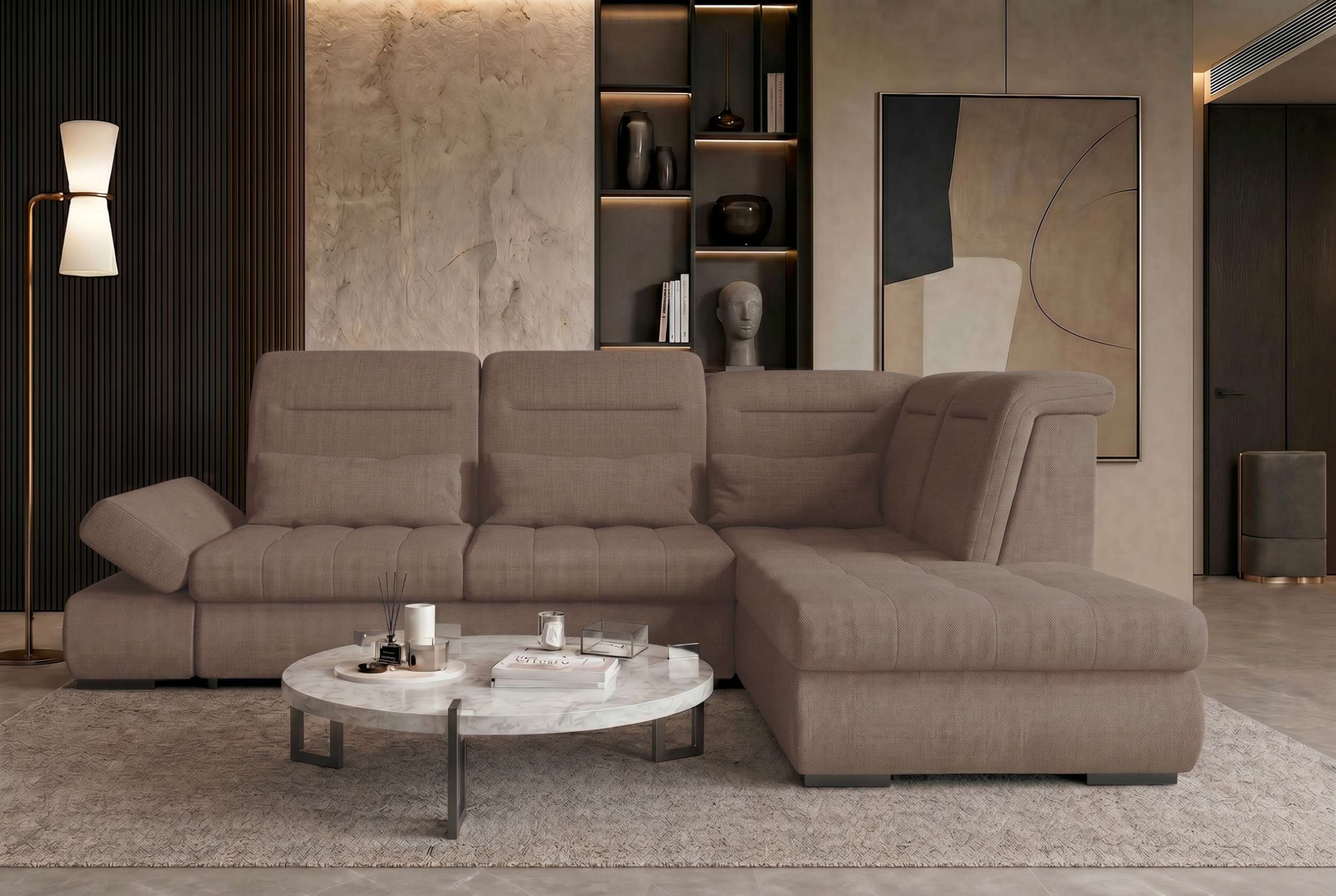 Stoff Ecksofa Ares L Form antilope