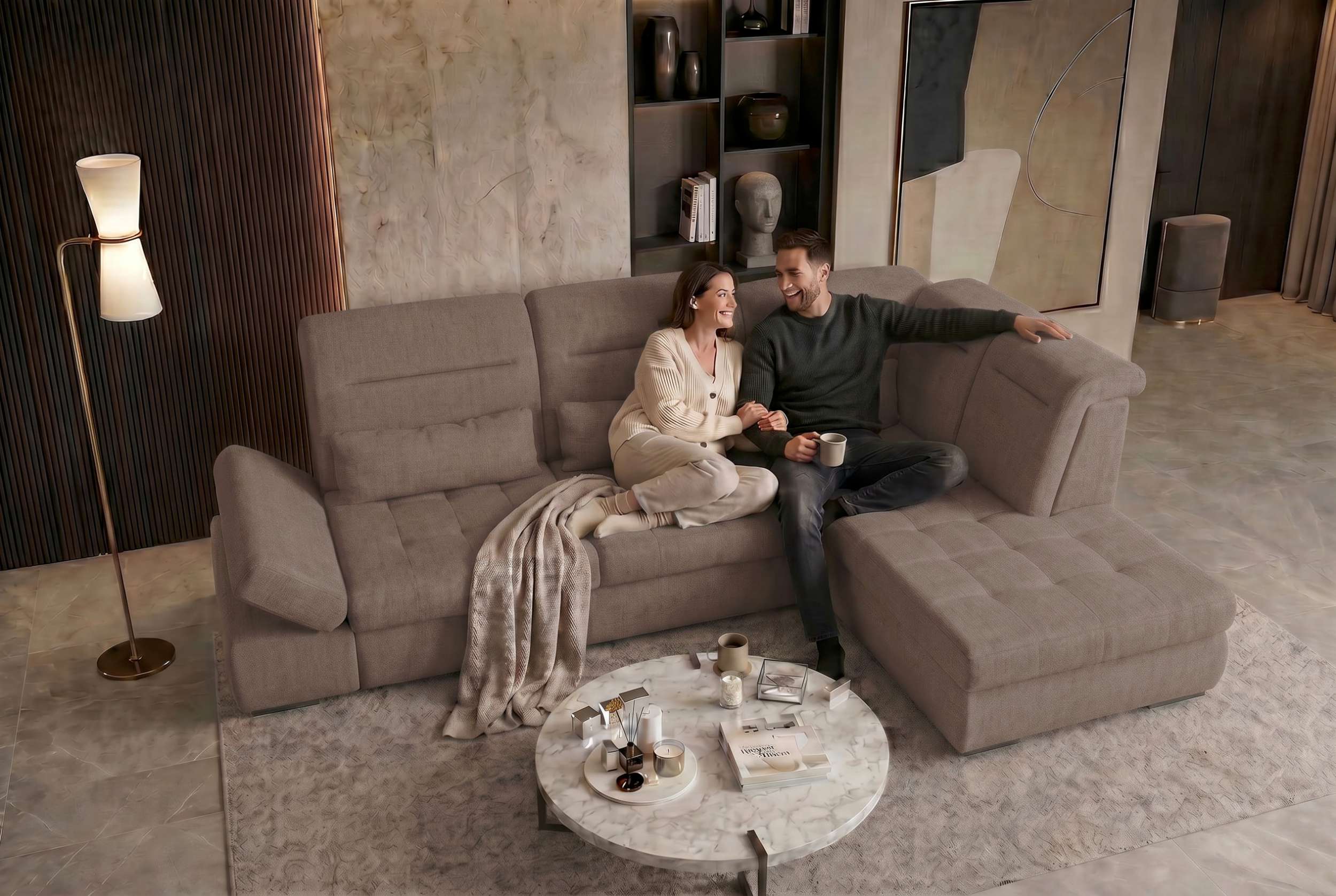 Stoff Ecksofa Ares L Form antilope