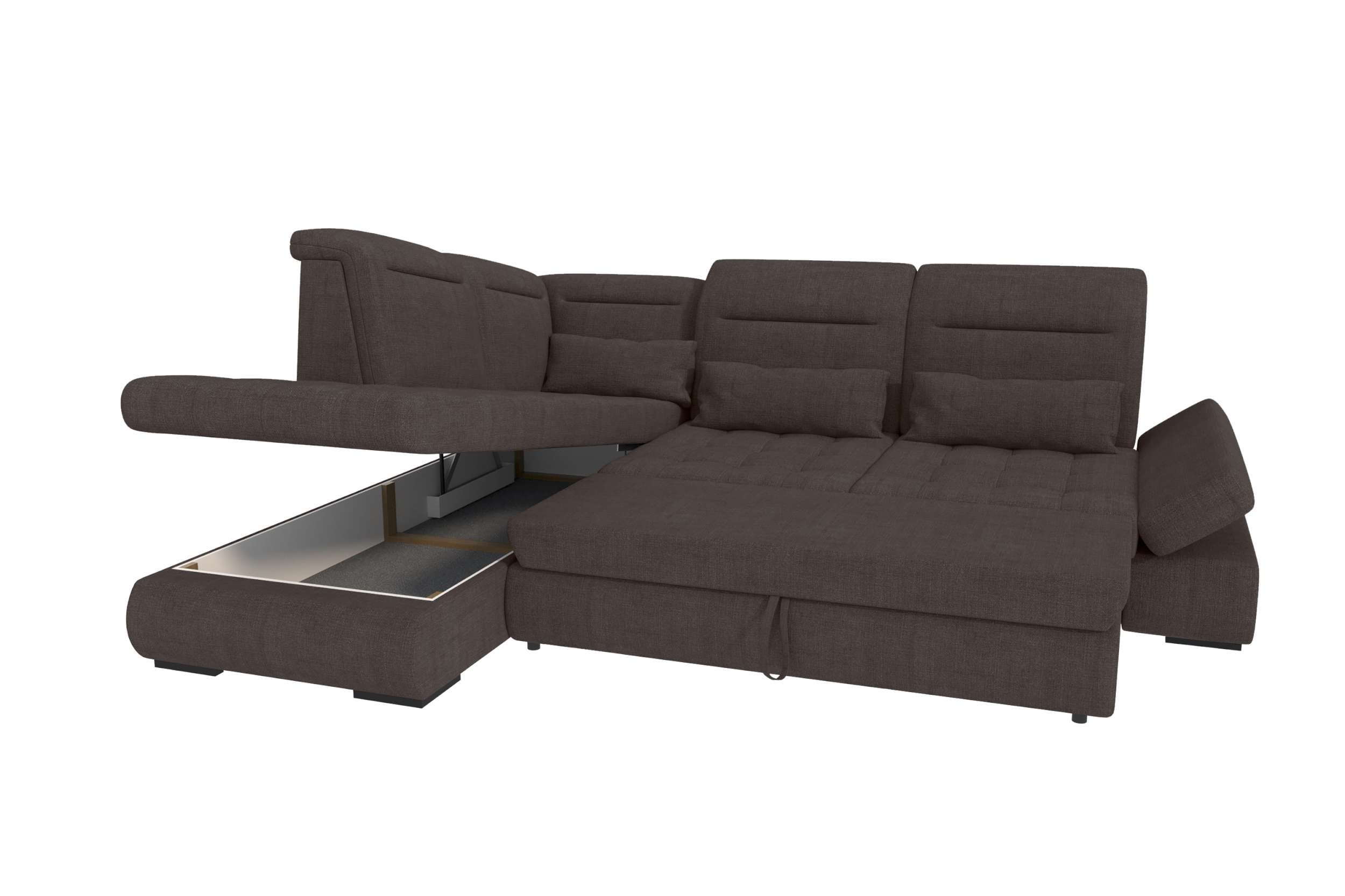 Stoff Ecksofa Ares L-Form Braun