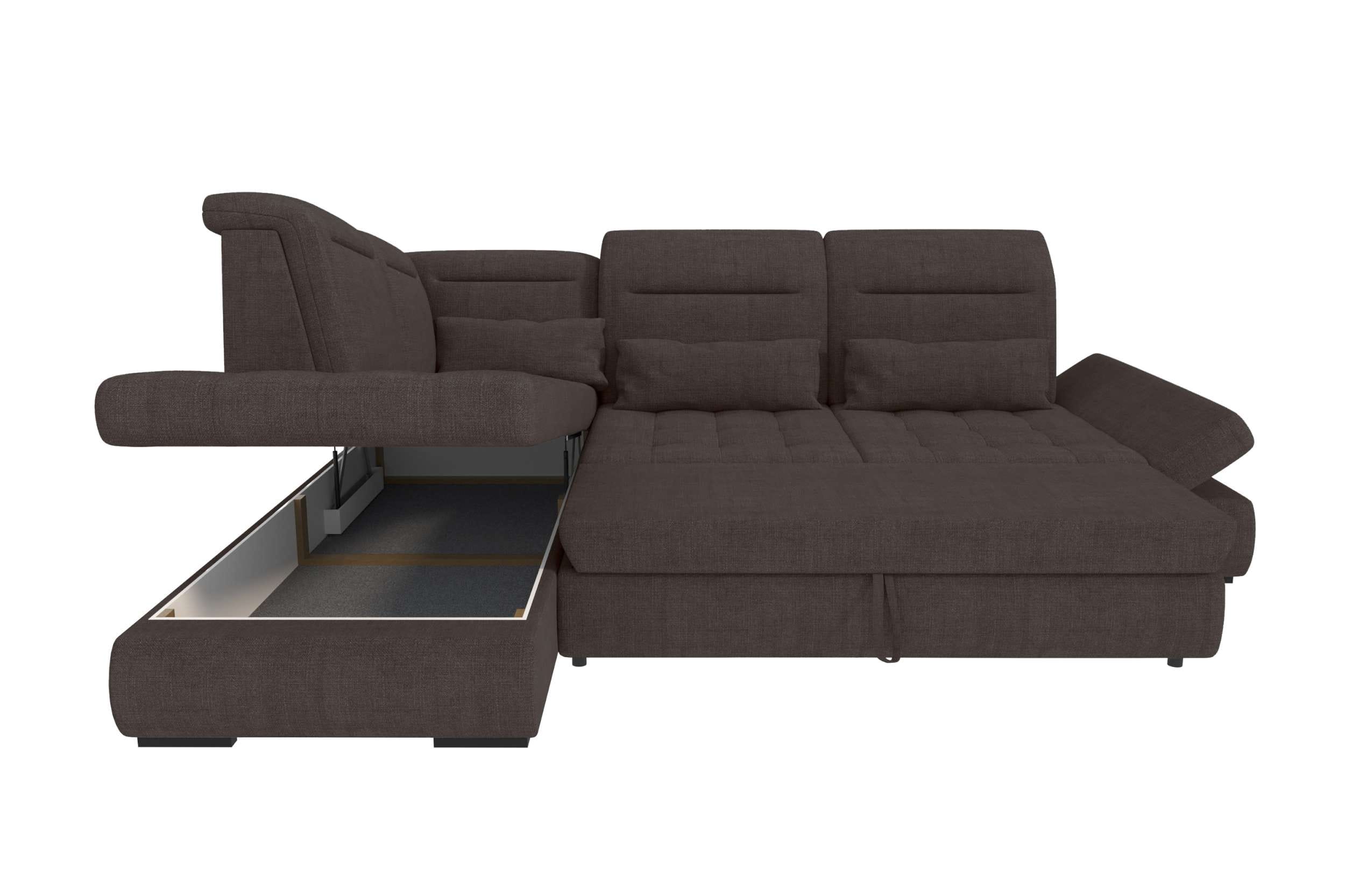 Stoff Ecksofa Ares L-Form Braun