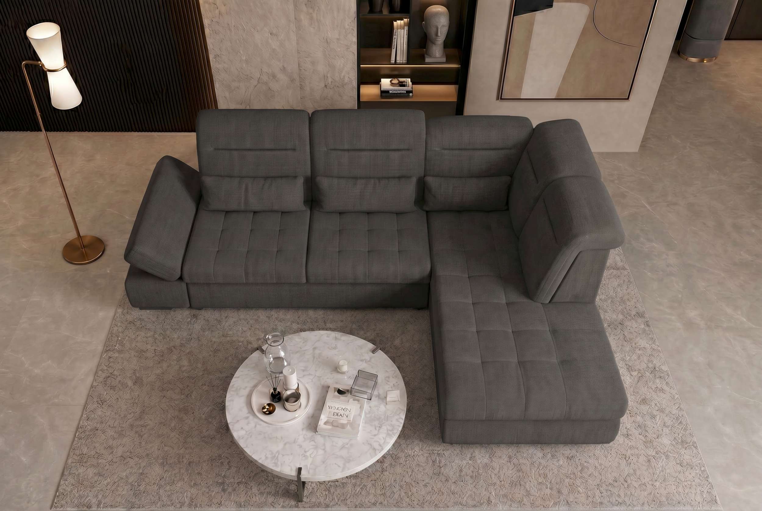 Stoff Ecksofa Ares L Form grau