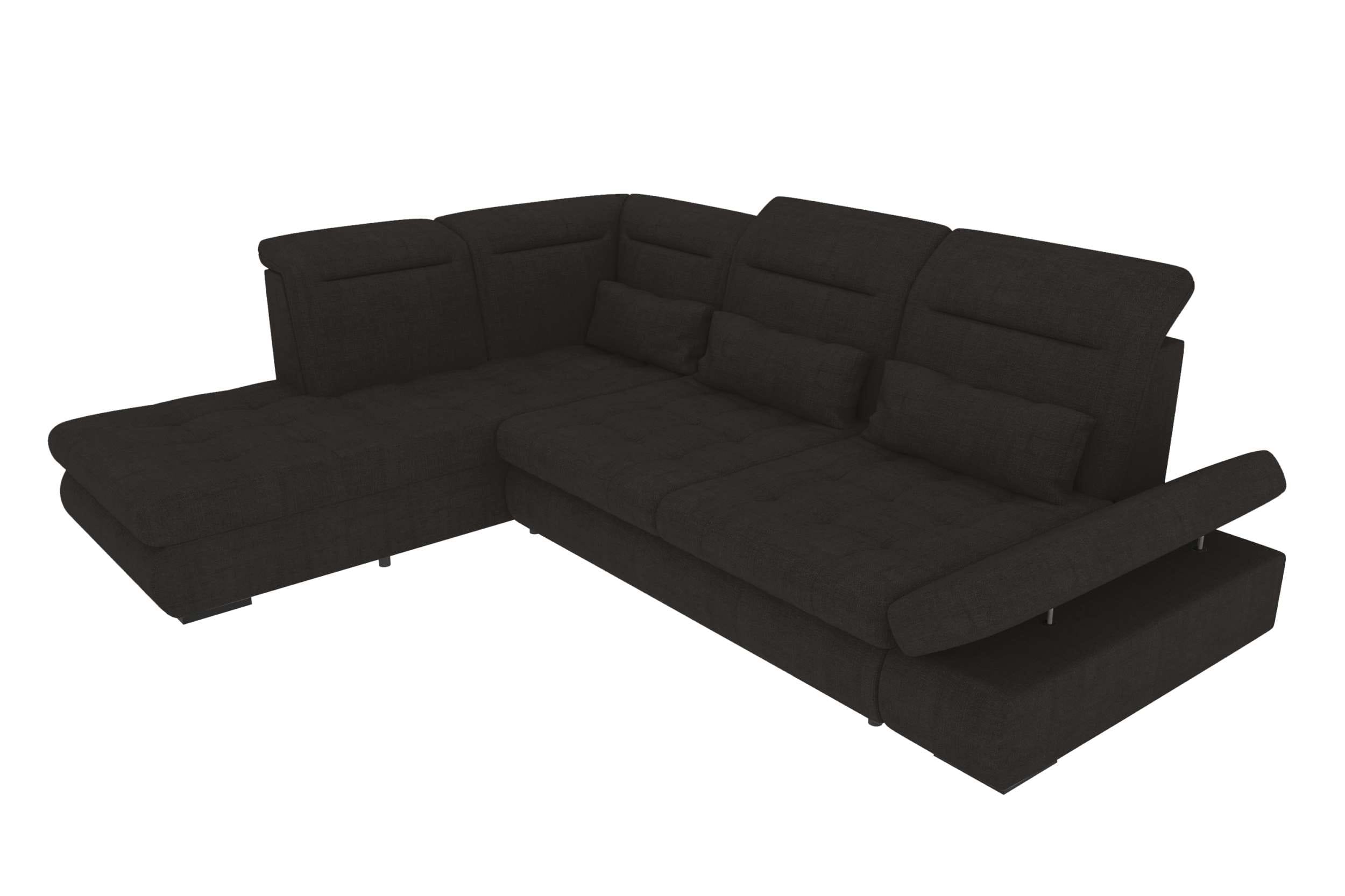Stoff Ecksofa Ares L Form schwarz