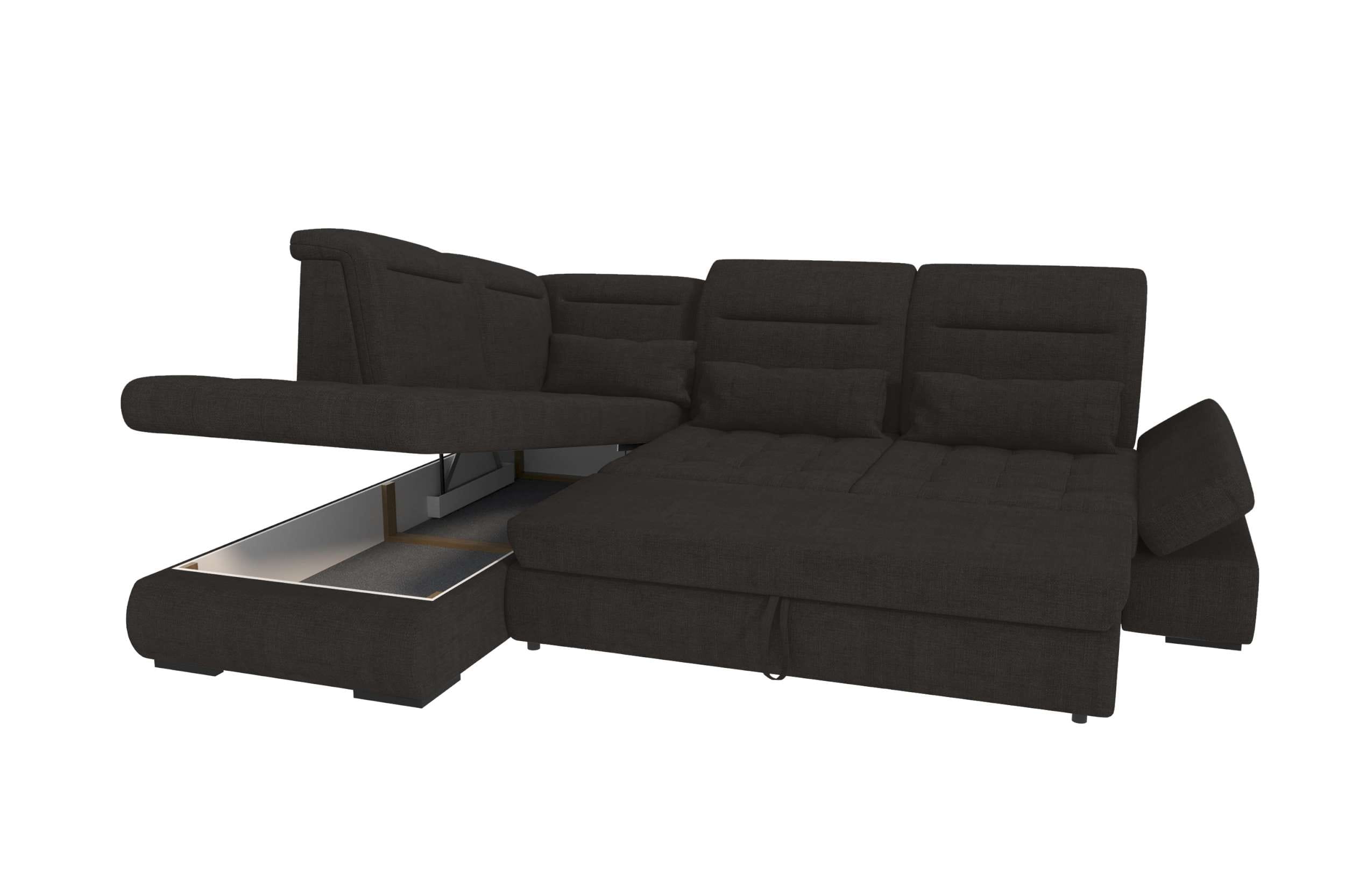 Stoff Ecksofa Ares L Form schwarz