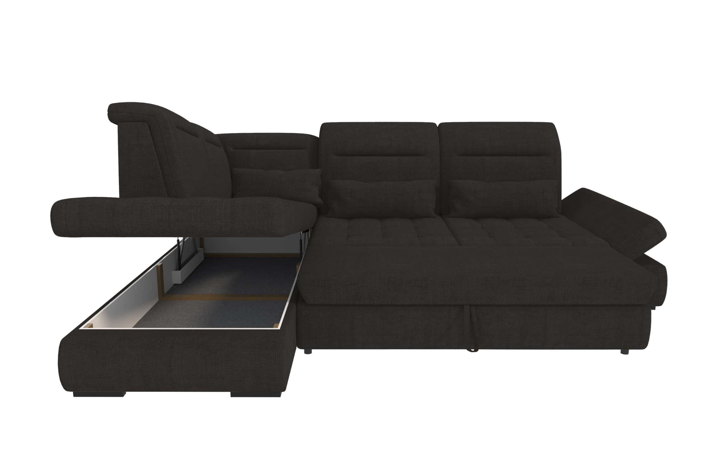 Stoff Ecksofa Ares L Form schwarz
