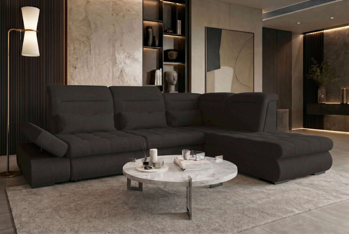 Stoff Ecksofa Ares L-Form Schwarz