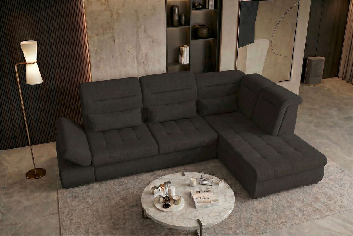 Stoff Ecksofa Ares L-Form Schwarz