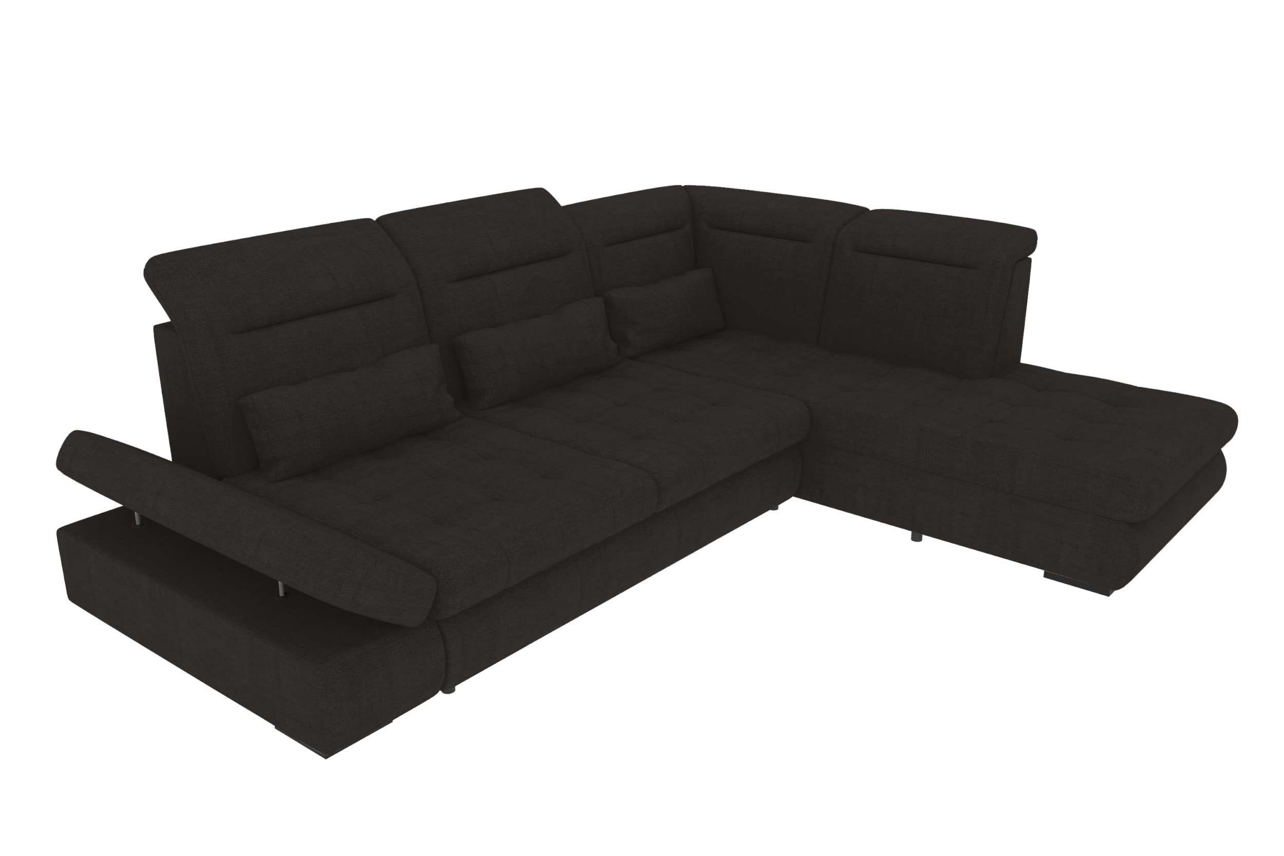 Stoff Ecksofa Ares L-Form Schwarz