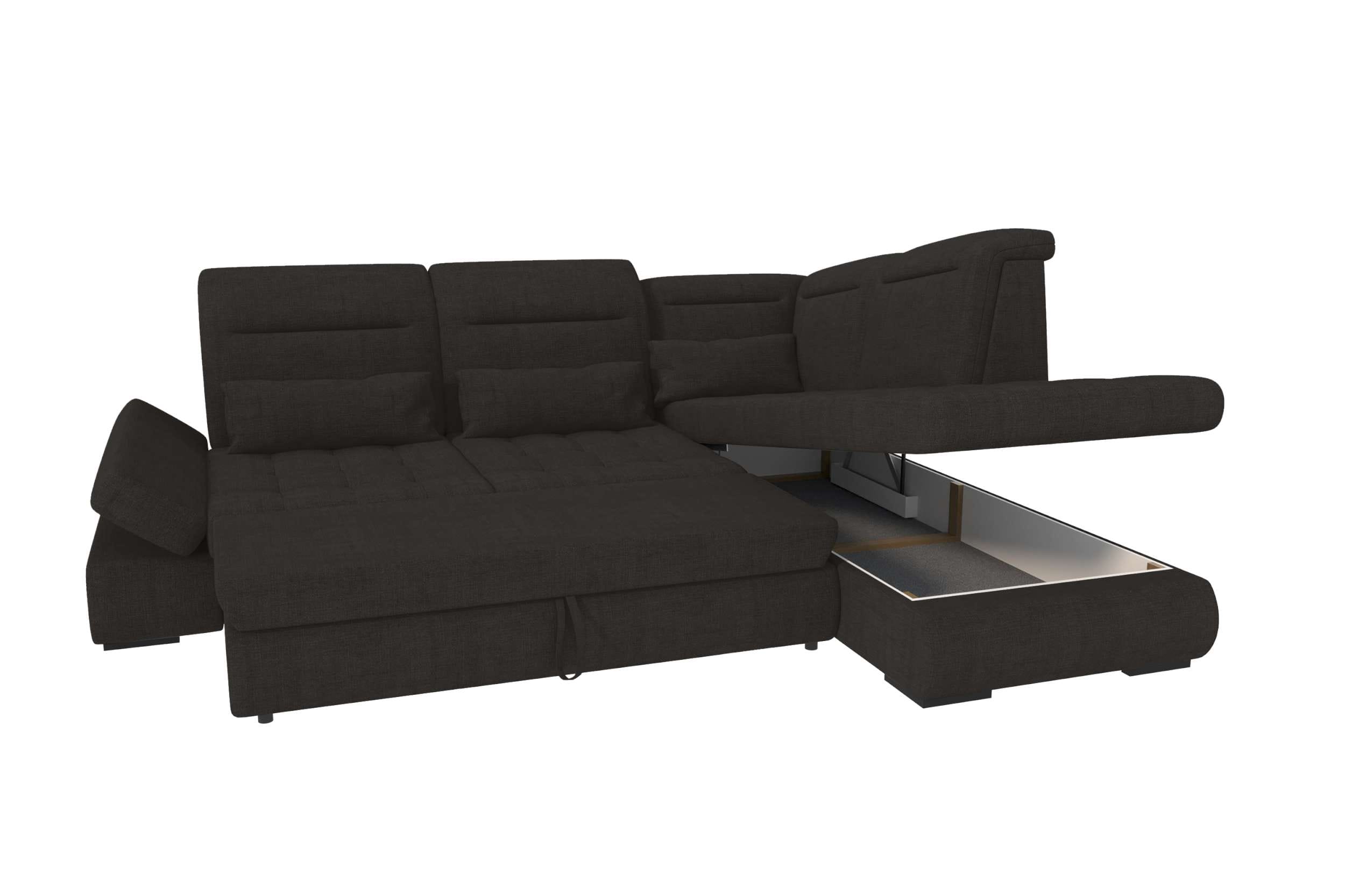 Stoff Ecksofa Ares L-Form Schwarz