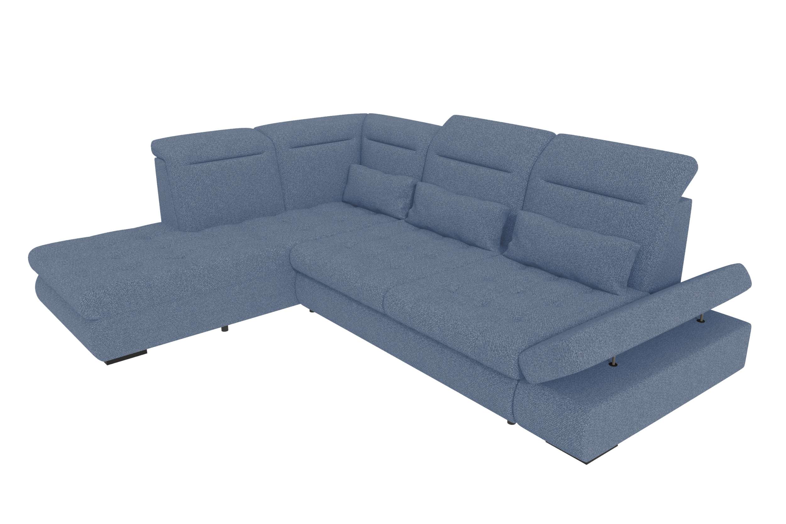 Couch Ares L Form in Stoff blau