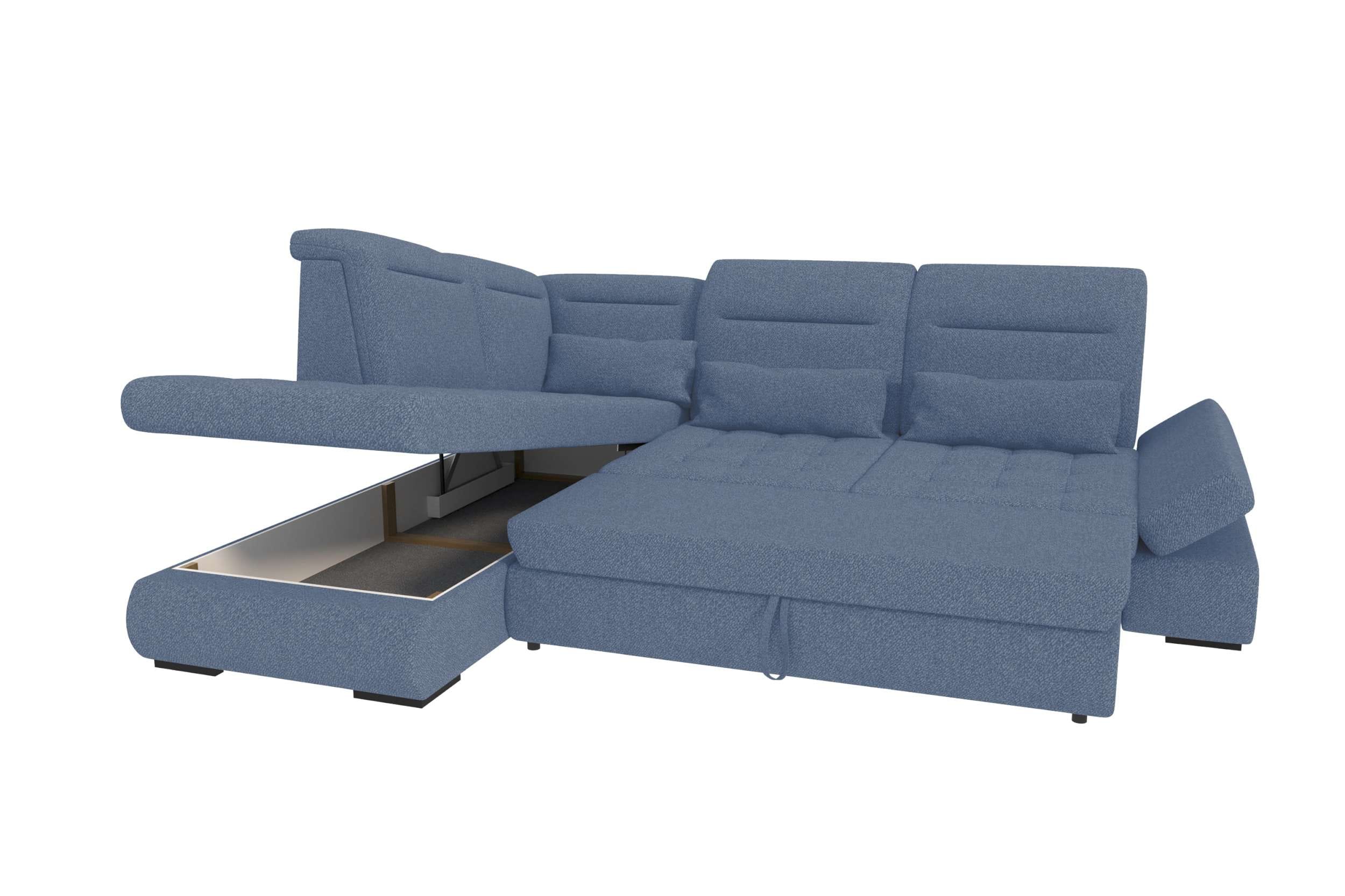 Couch Ares L Form in Stoff blau
