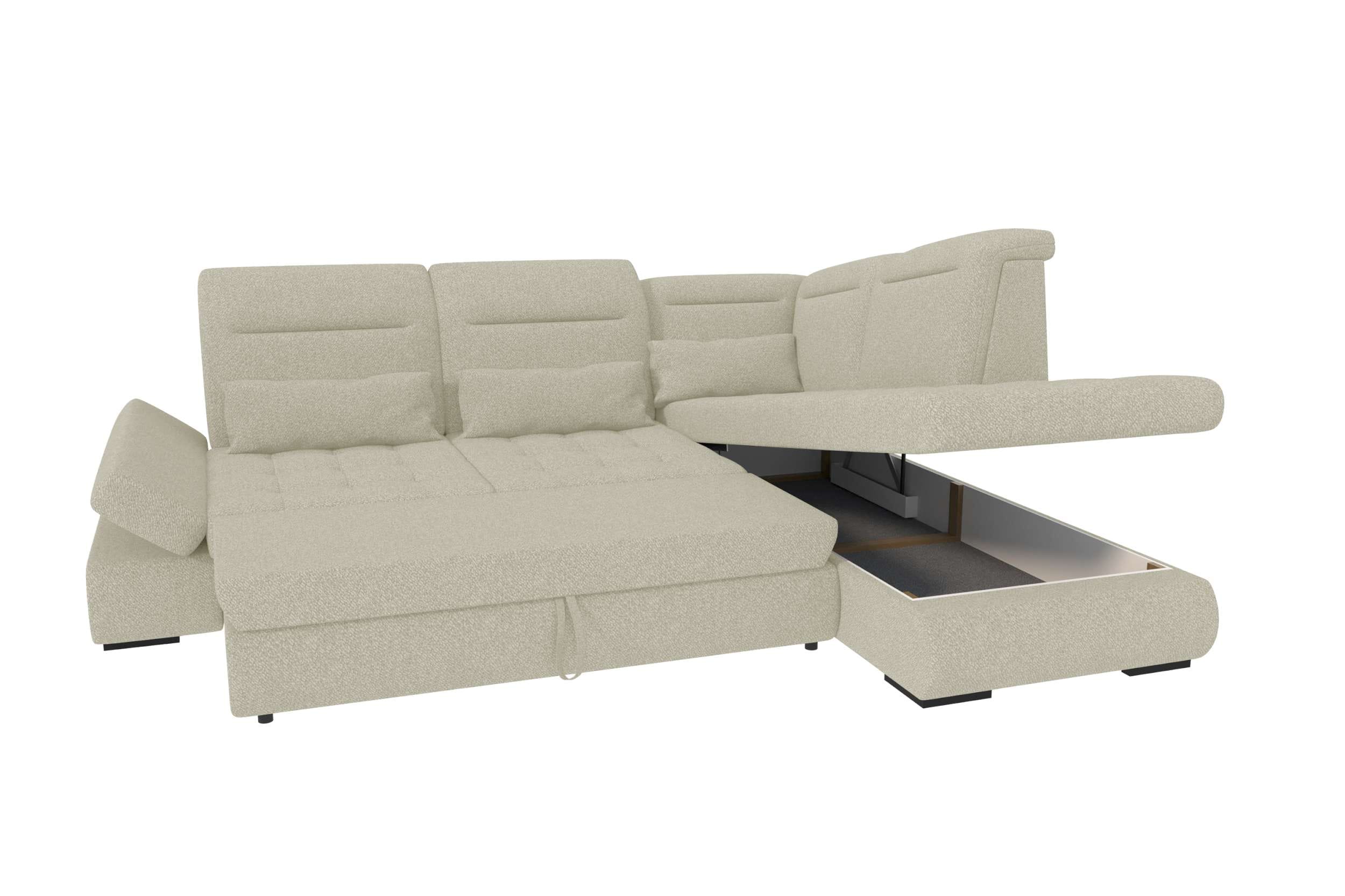 Couch Ares L Form in Stoff hellgrau