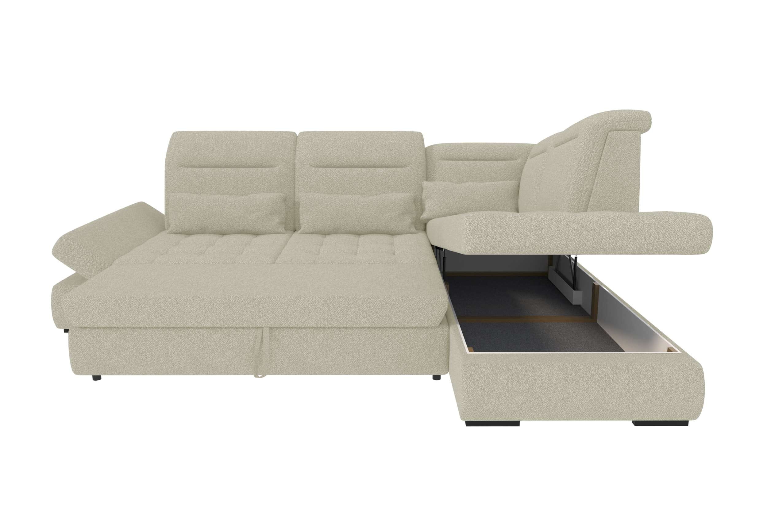 Couch Ares L Form in Stoff hellgrau