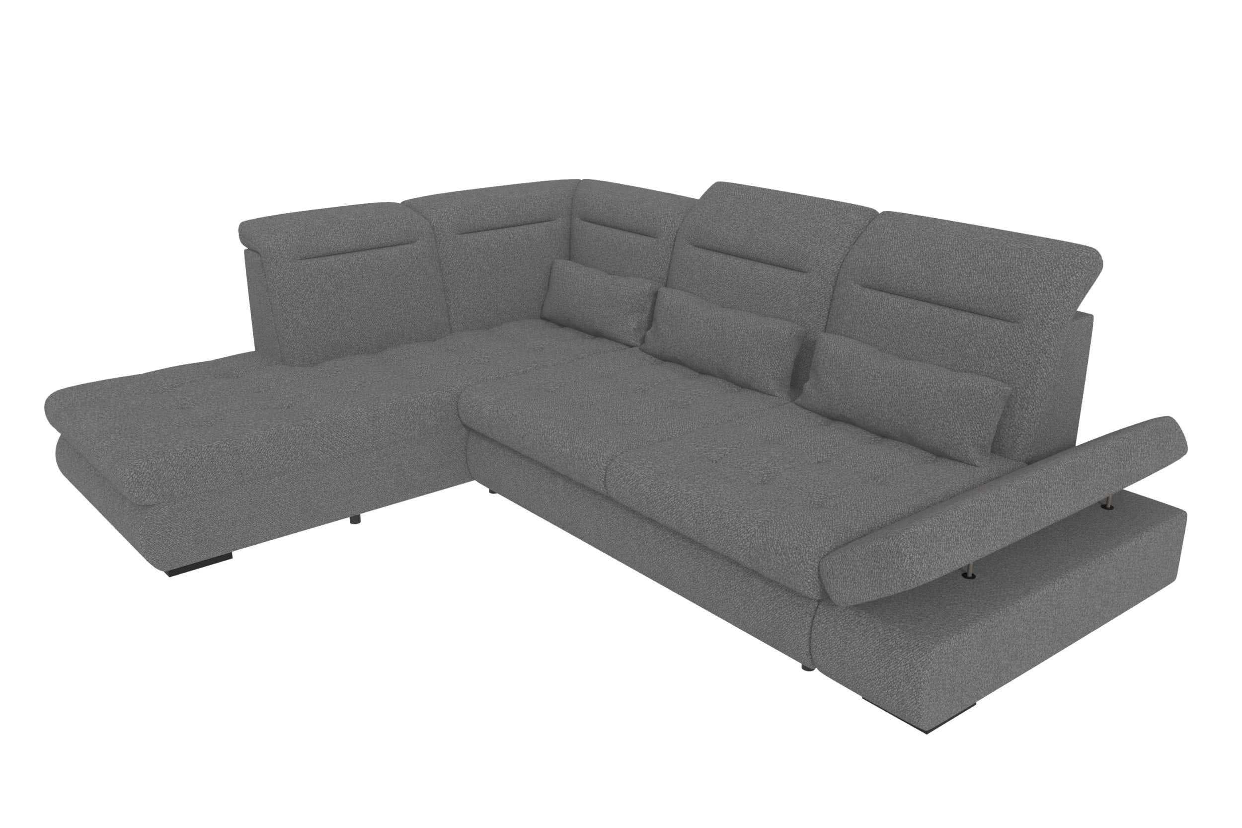 Strukturstoff Ecksofa Ares L Form kurz Anthrazit