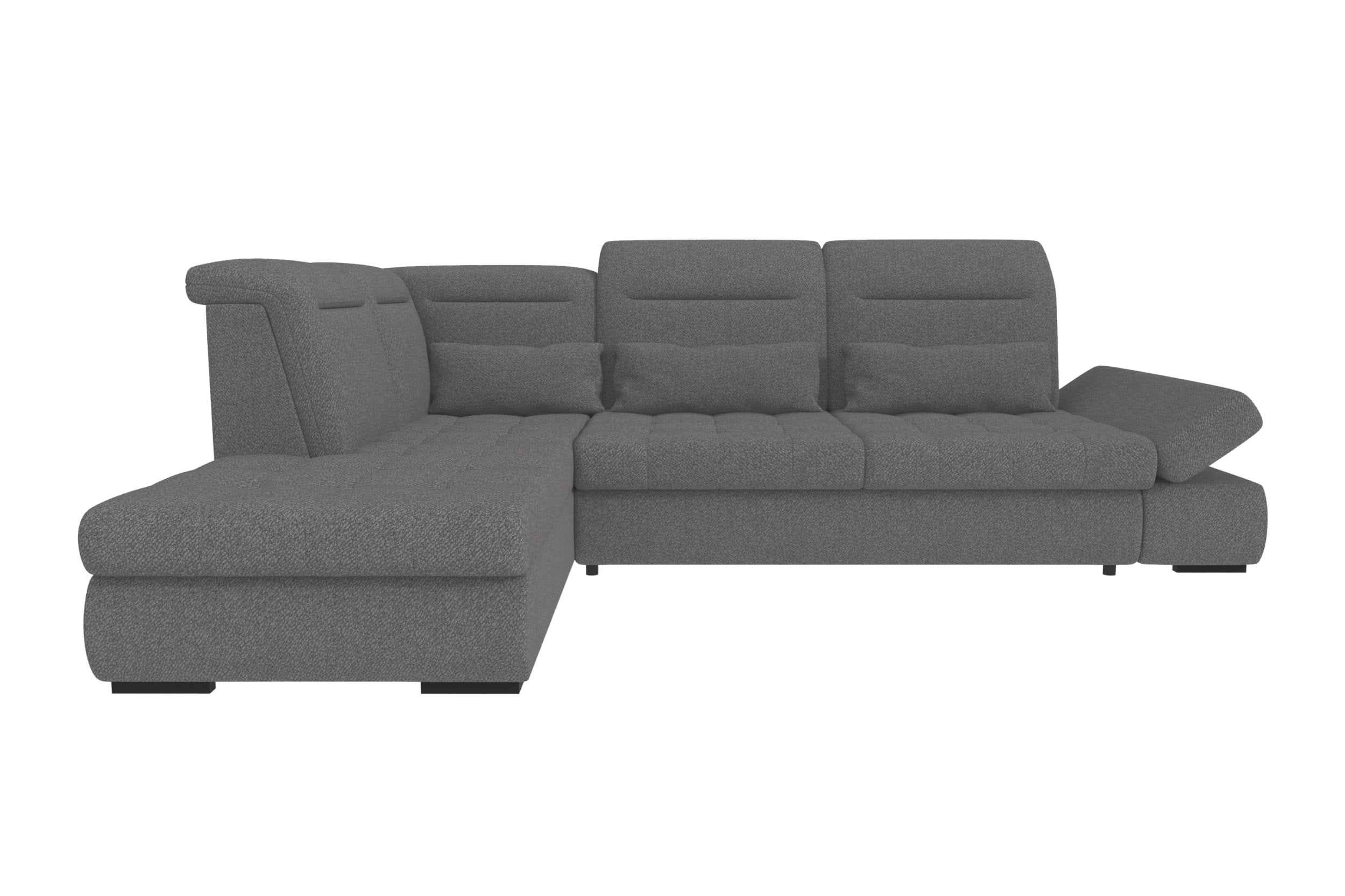 Strukturstoff Ecksofa Ares L Form kurz Anthrazit