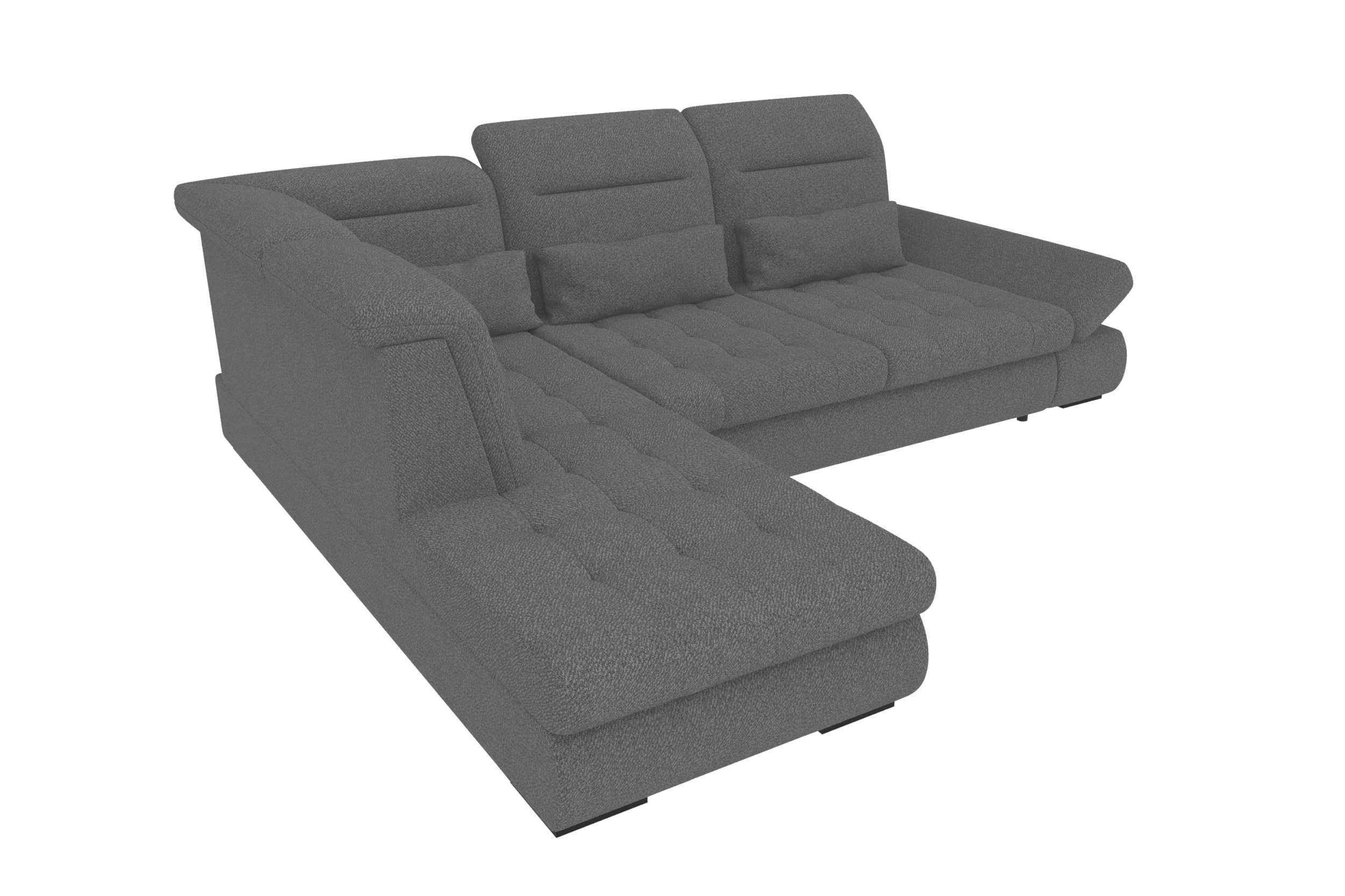 Strukturstoff Ecksofa Ares L Form kurz Anthrazit