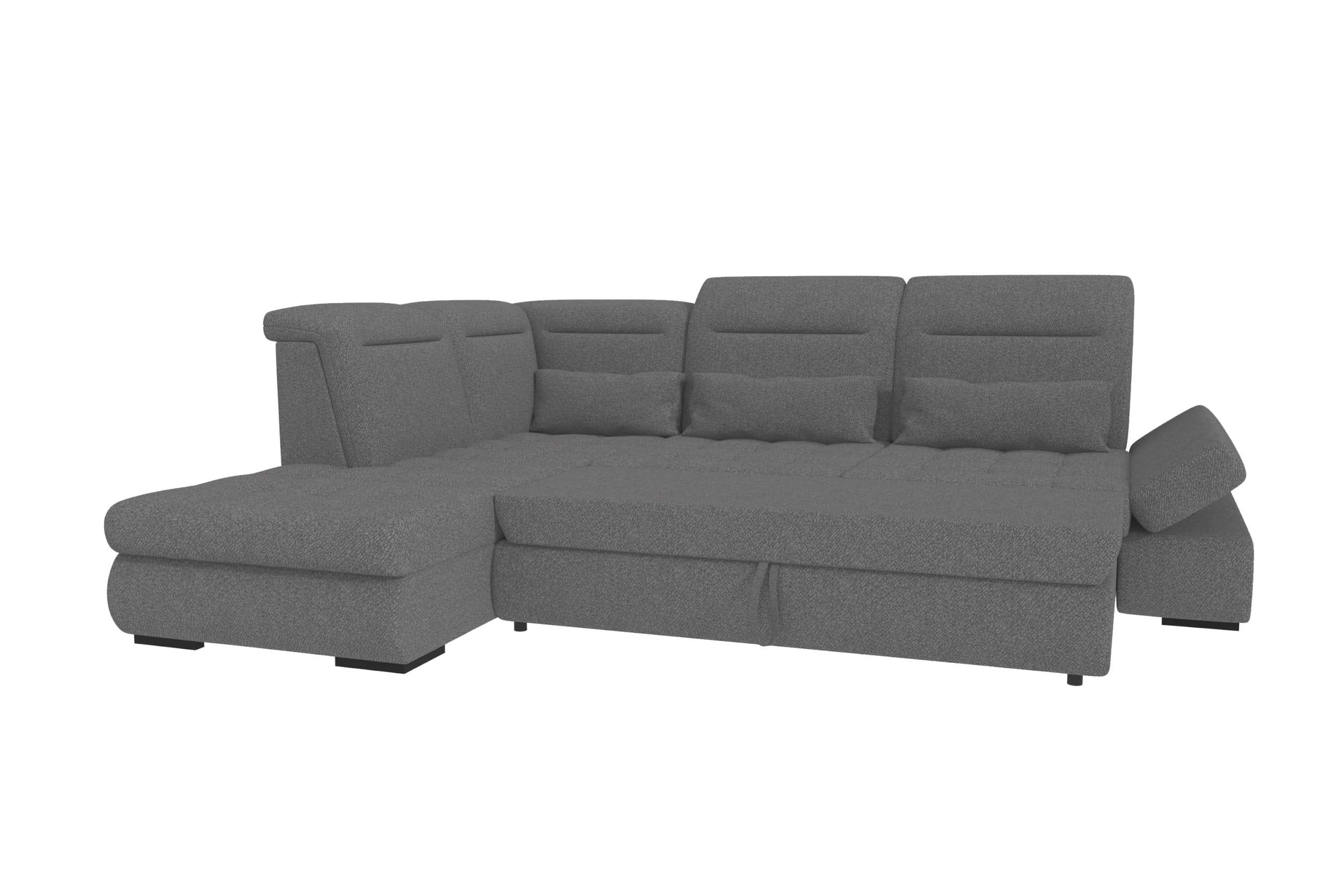 Strukturstoff Ecksofa Ares L Form kurz Anthrazit
