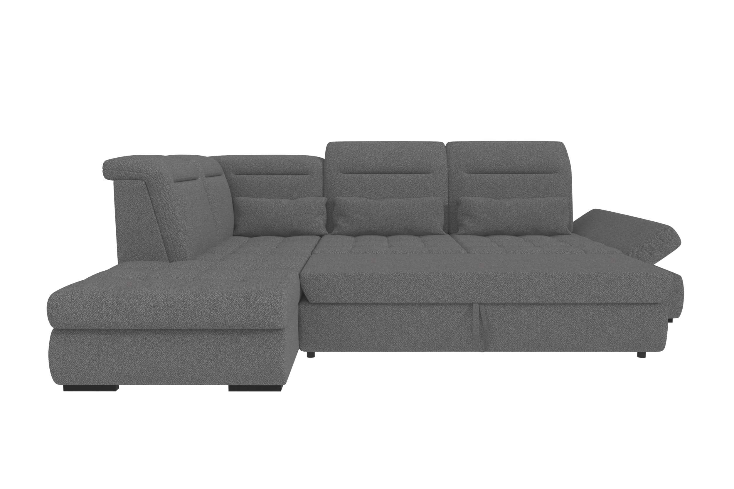 Strukturstoff Ecksofa Ares L Form kurz Anthrazit