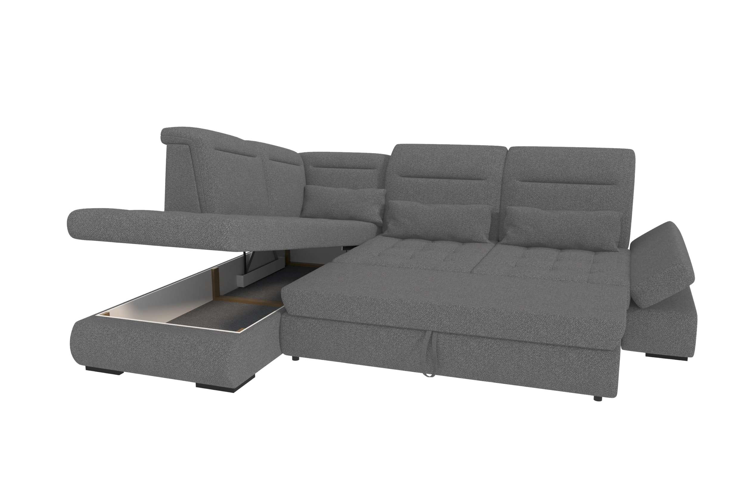 Strukturstoff Ecksofa Ares L Form kurz Anthrazit
