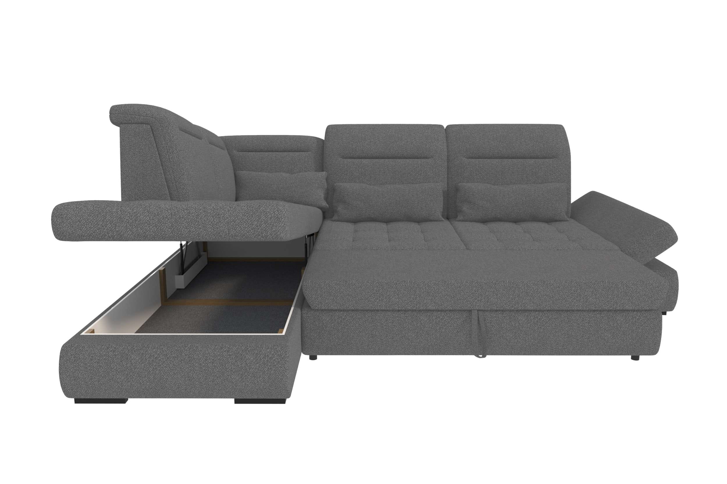 Strukturstoff Ecksofa Ares L Form kurz Anthrazit