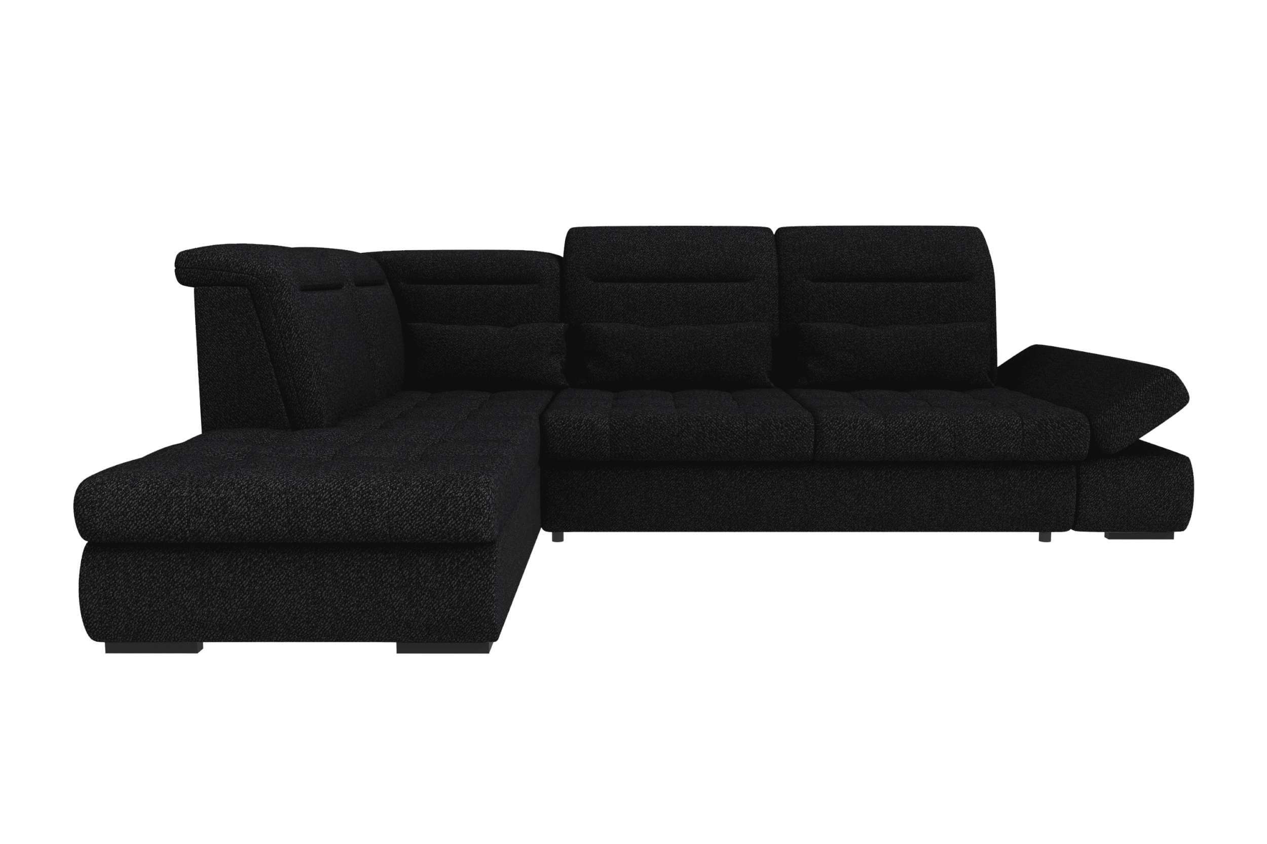 Couch Ares L-Form in Stoff Schwarz