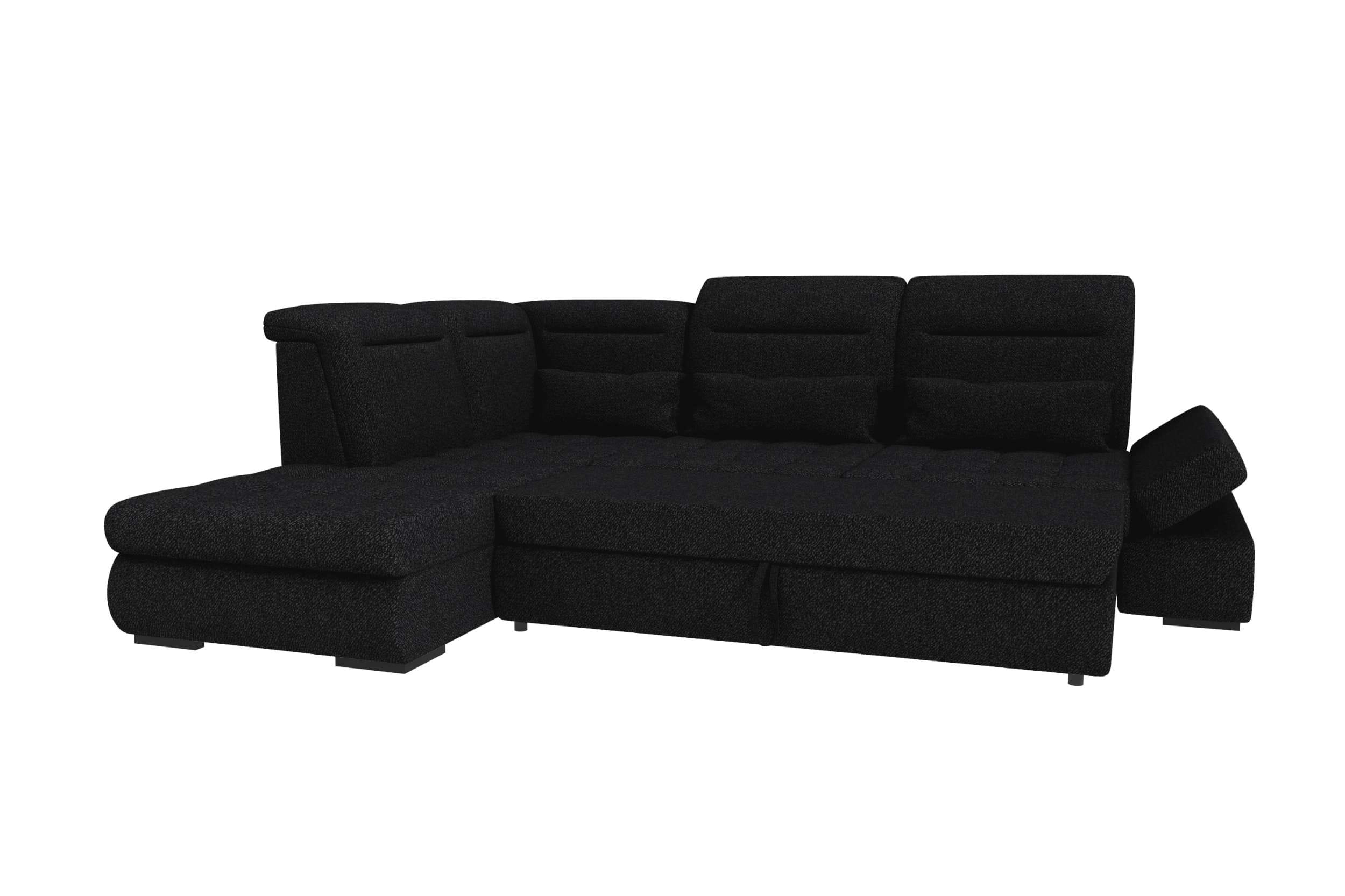Couch Ares L-Form in Stoff Schwarz