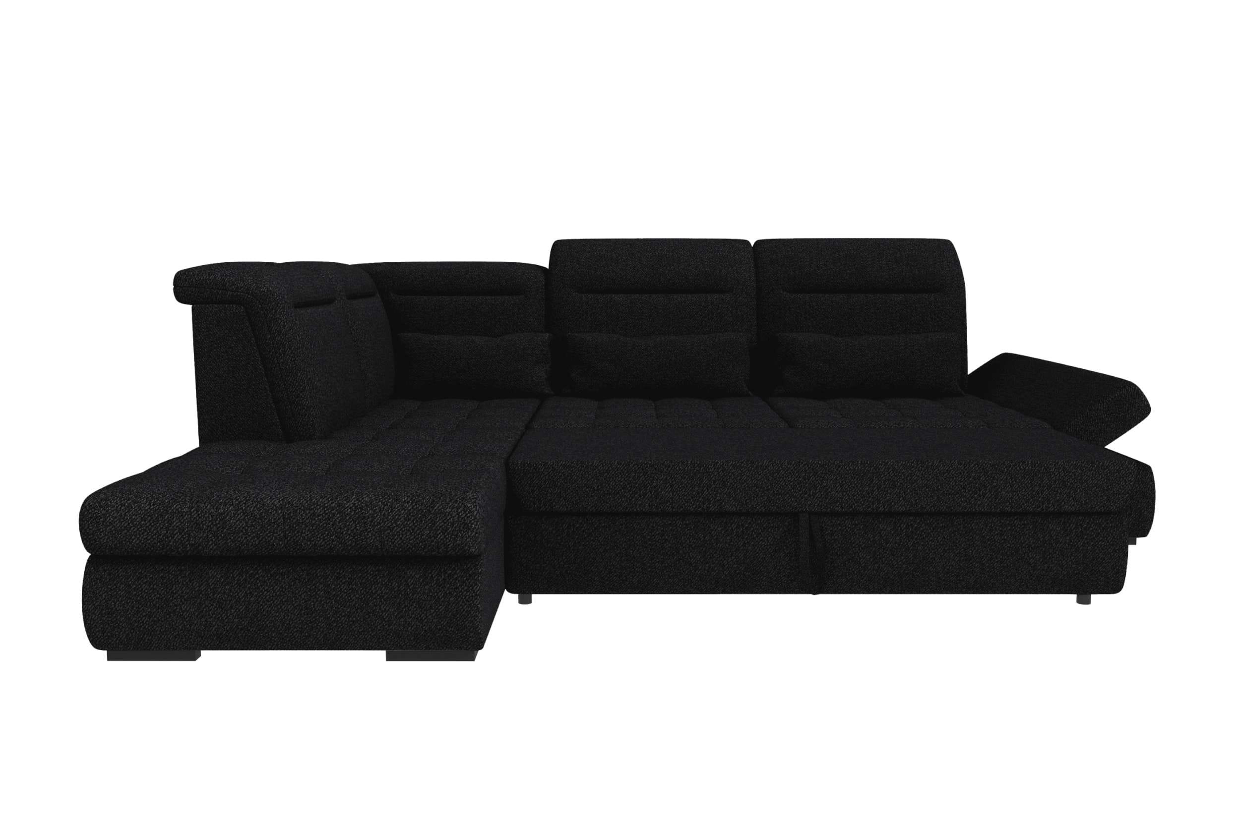 Couch Ares L-Form in Stoff Schwarz
